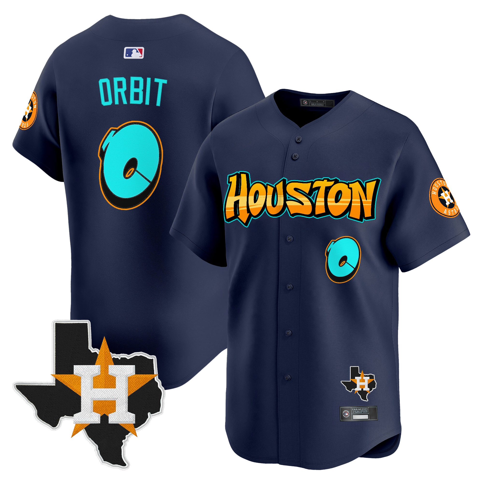 Orbit Men's Houston Astros 'Graffiti H-Town Edition Vapor Premier Limited Navy Jersey - All Stitched