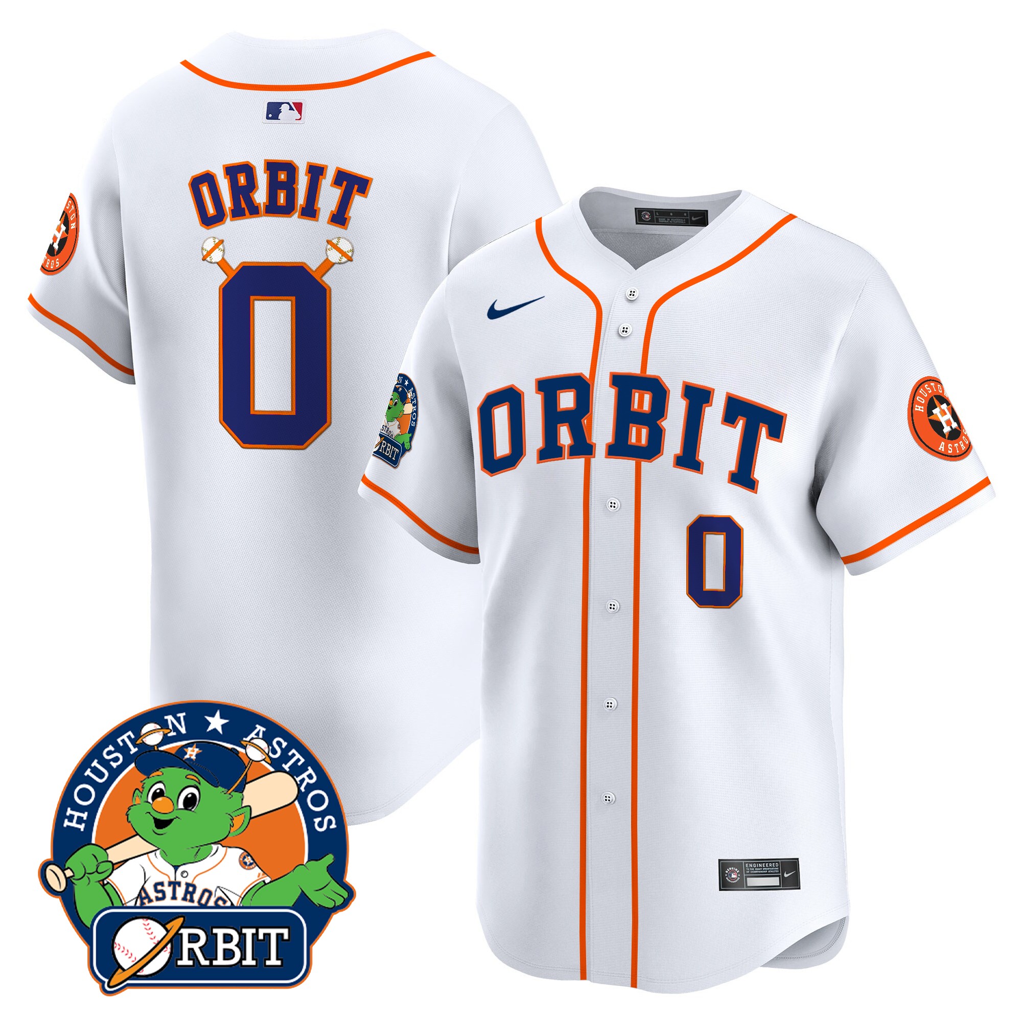 Orbit Men's Houston Astros Orbit Patch Vapor Premier Limited White Jersey - All Stitched