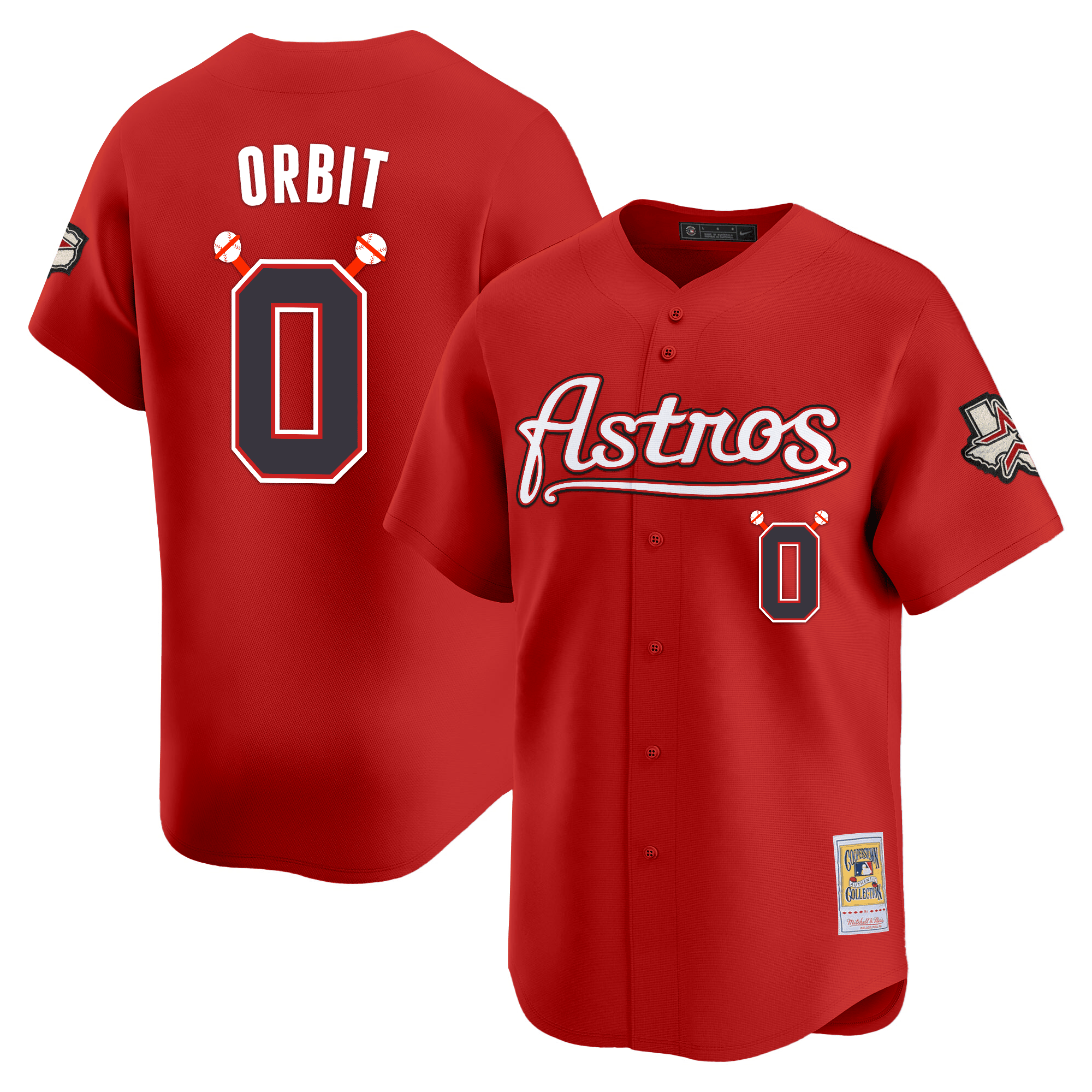 Orbit Men's Houston Astros Throwback Vapor Premier Limited Brick Red Jersey - All Stitched