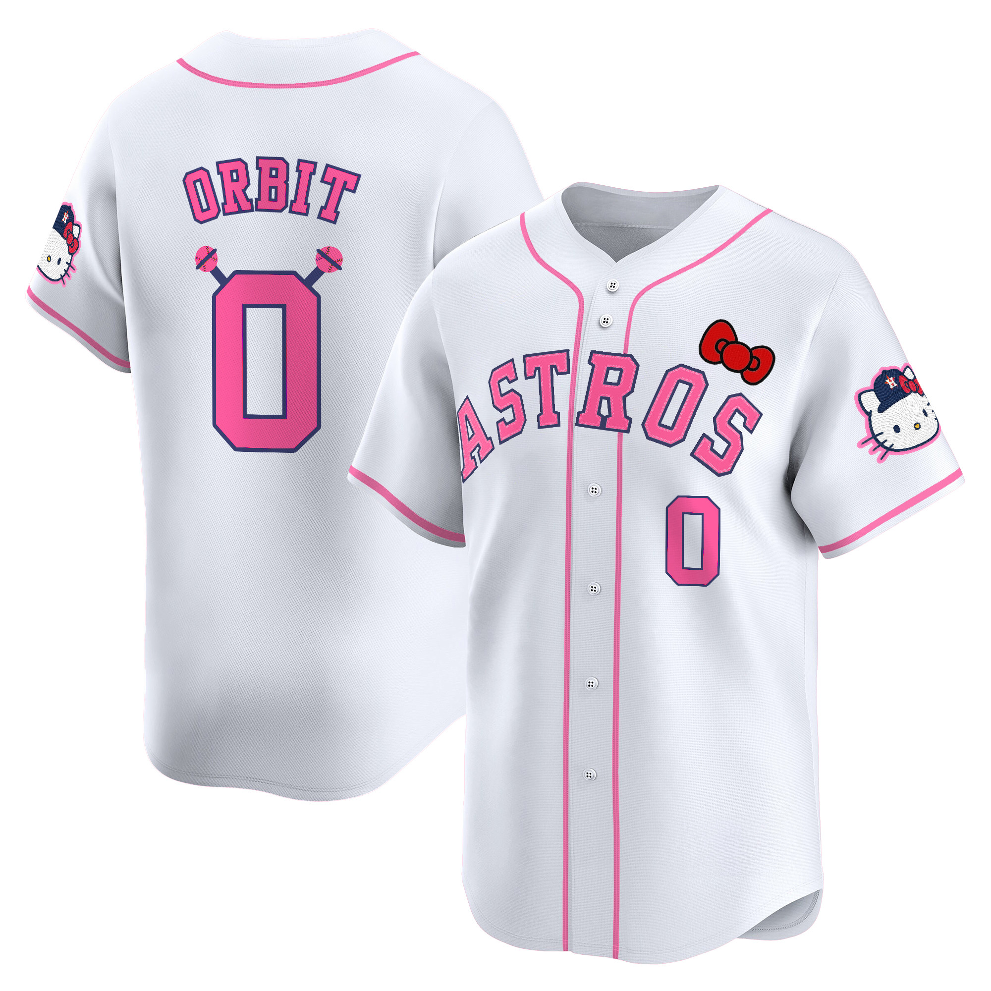 Orbit Youth's Houston Astros Hello Kitty Vapor Premier Limited White Jersey V2 - All Stitched