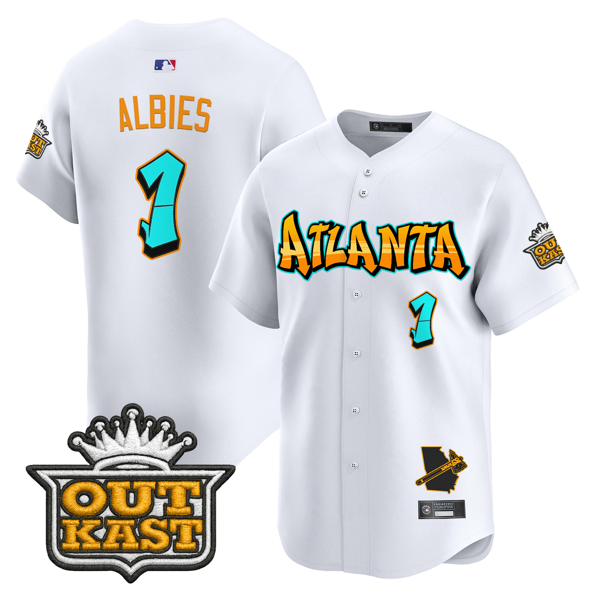 Ozzie Albies Men's Atlanta Braves Graffiti A-Town Edition Vapor Premier Limited White Jersey - All Stitched