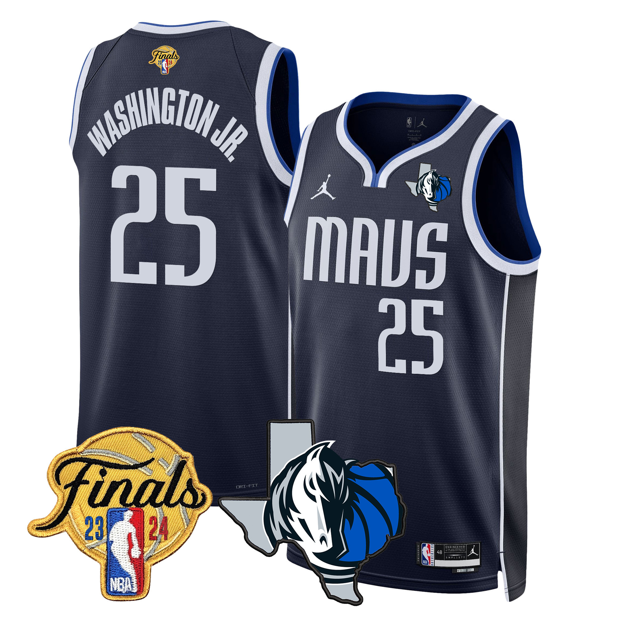 P.J. Washington Men's Dallas Mavericks 2024 Finals & Texas Patch Swingman Statement Jersey - All Stitched