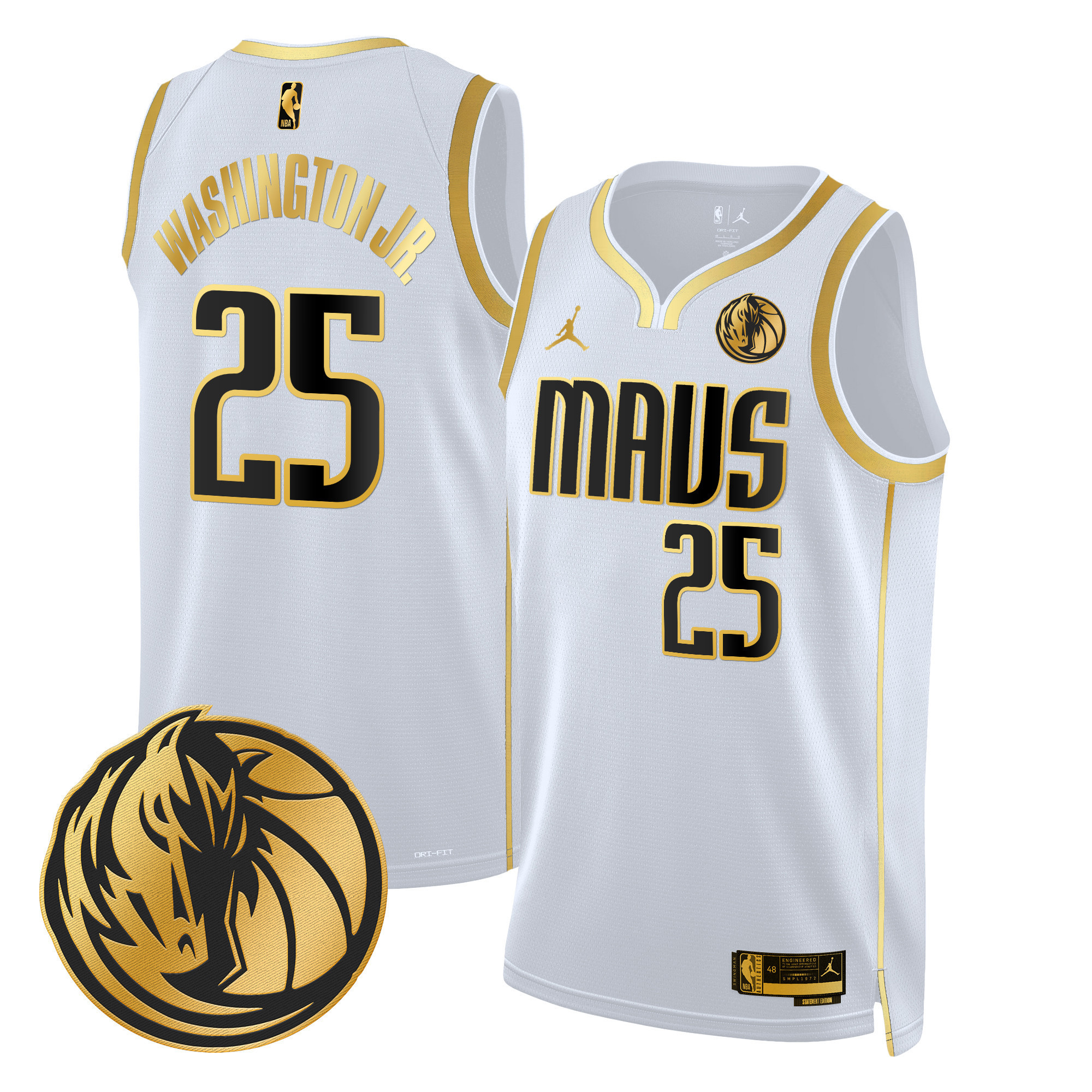 P.J. Washington Men's Dallas Mavericks Swingman White Gold Jersey V2 - All Stitched