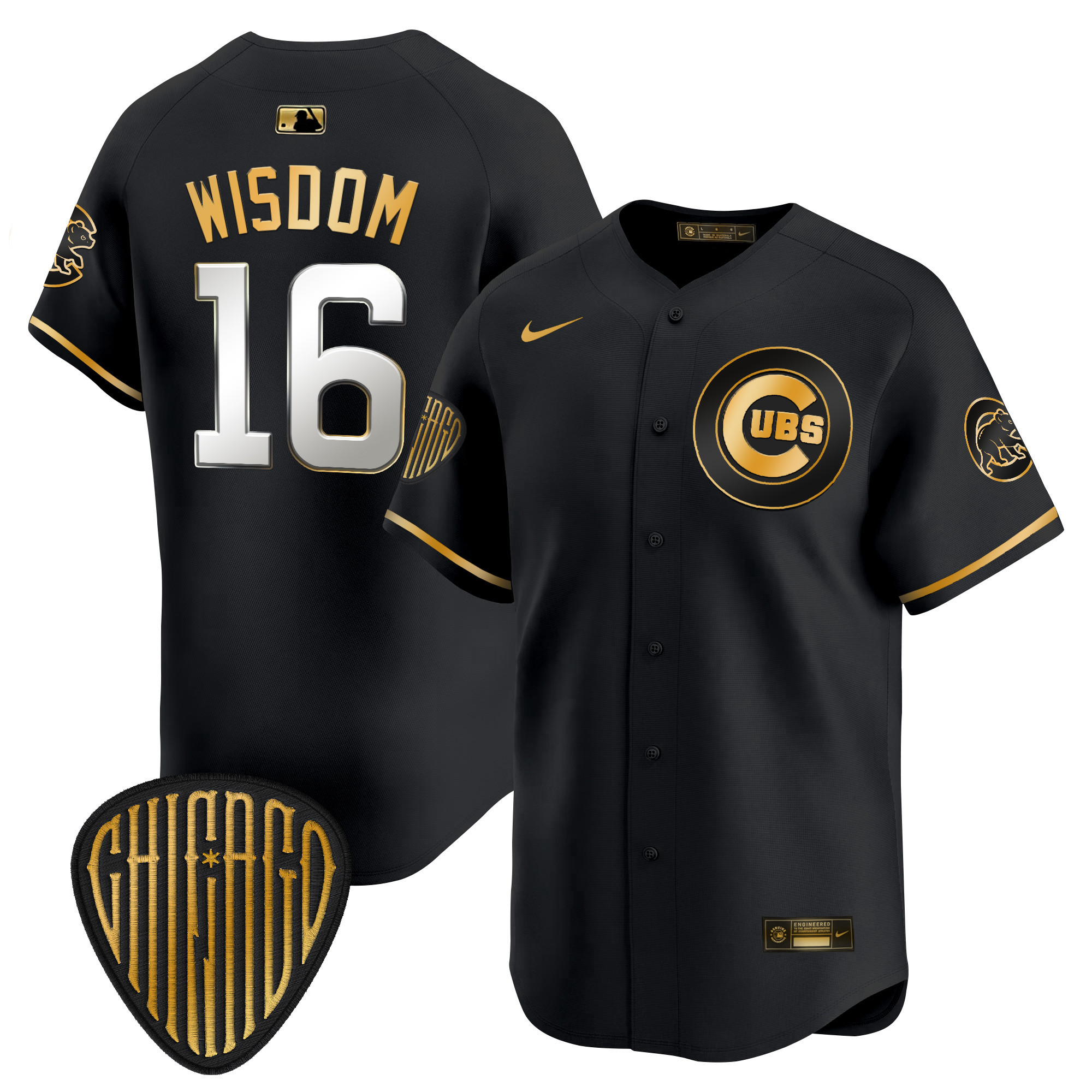 Patrick Wisdom Men's Chicago Cubs 2025 Vapor Premier Limited Black Gold Jersey - All Stitched