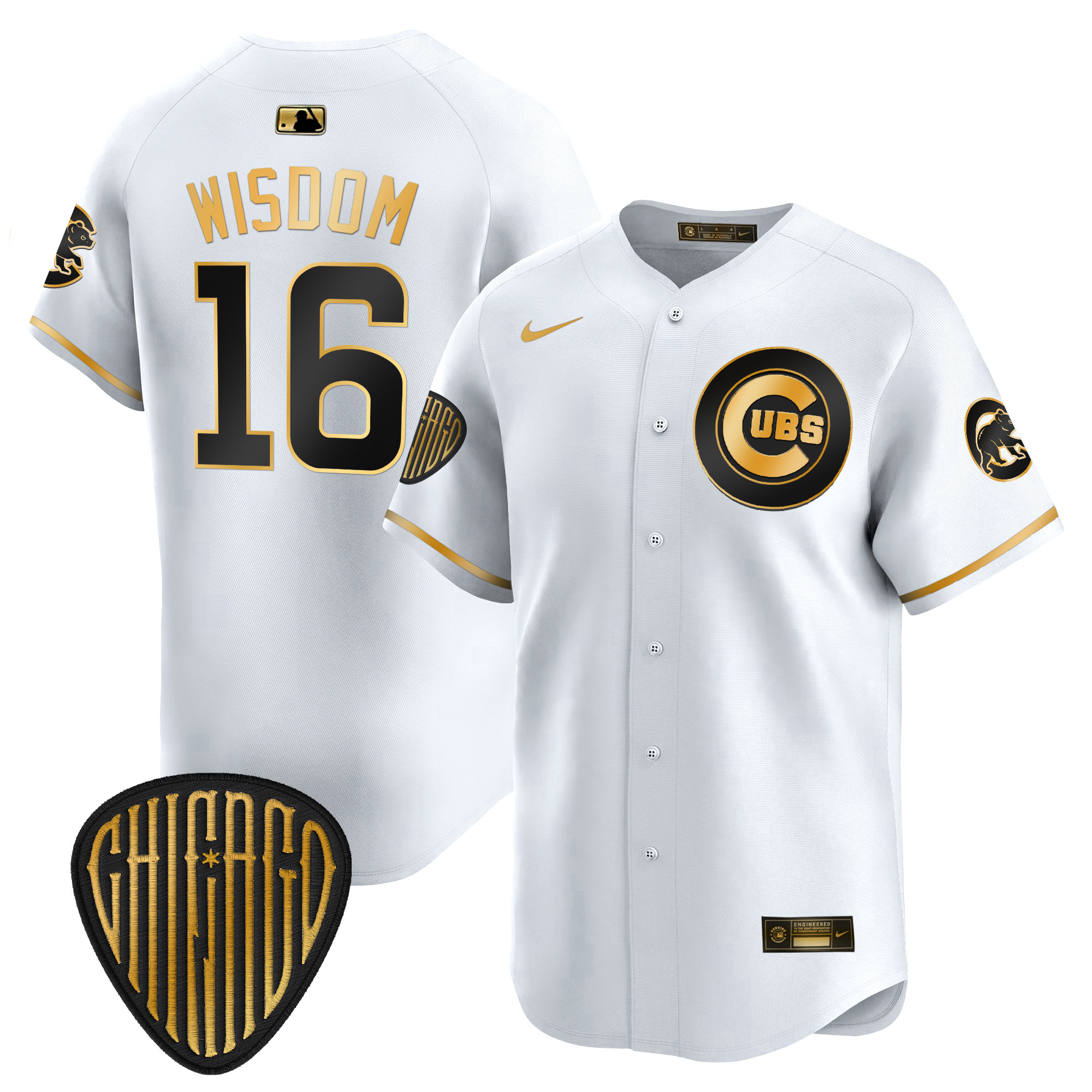 Patrick Wisdom Men's Chicago Cubs 2025 Vapor Premier Limited White Gold Jersey - All Stitched