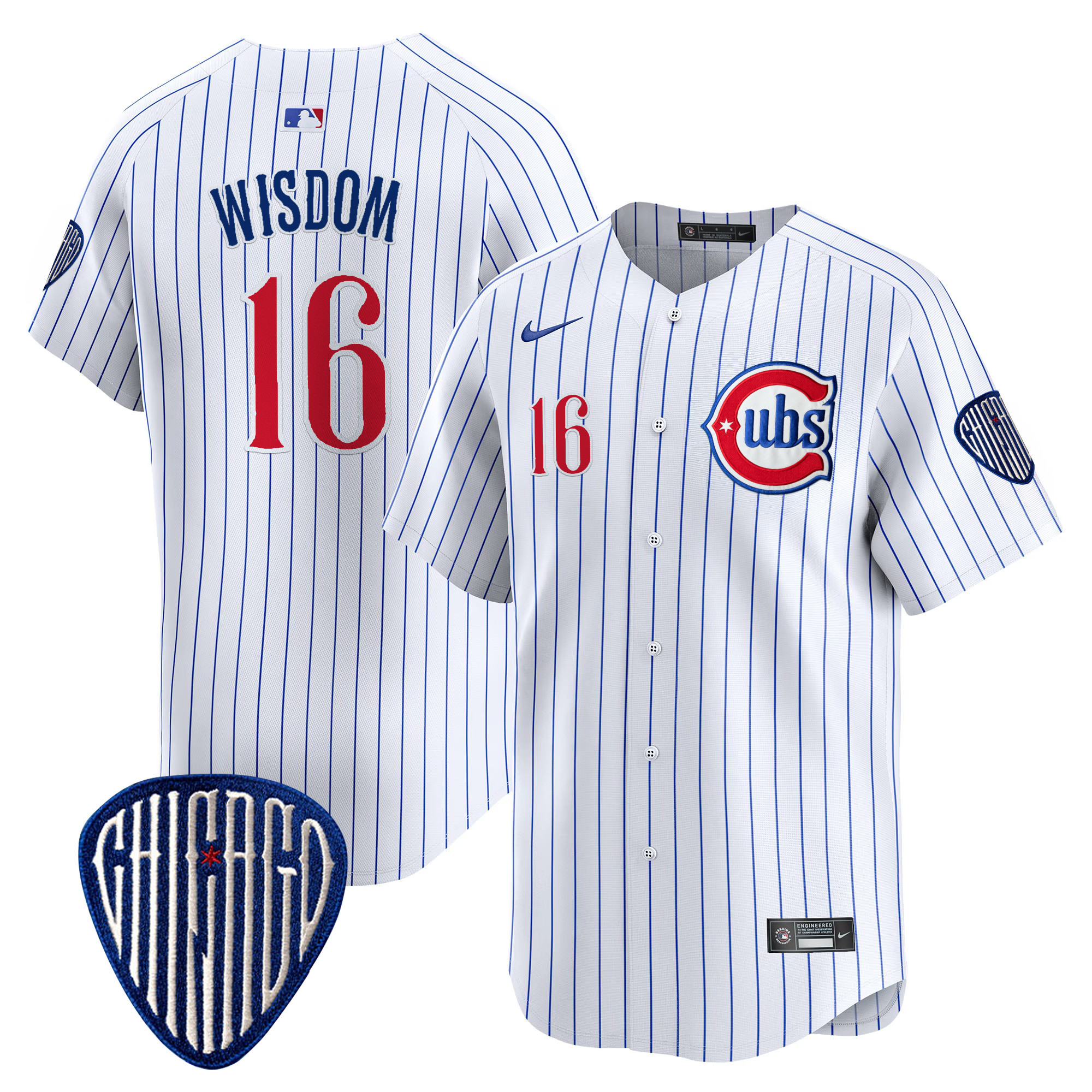 Patrick Wisdom Men's Chicago Cubs Blue Alternate Vapor Premier Limited Pinstripe Jersey - All Stitched
