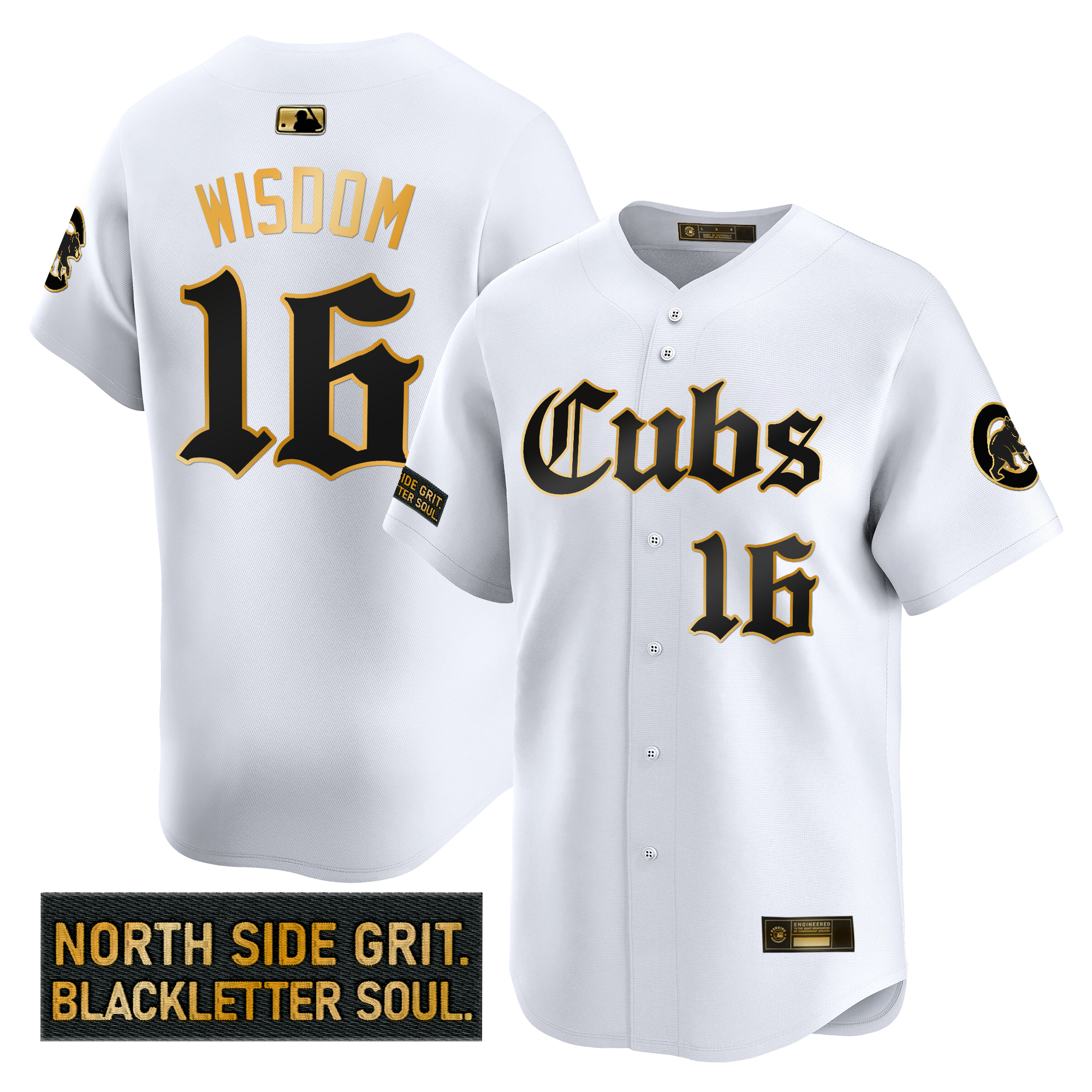 Patrick Wisdom Men's Chicago Cubs Gothic North Side Edition Gold Vapor Premier Limited White Gold Jersey - All Stitched