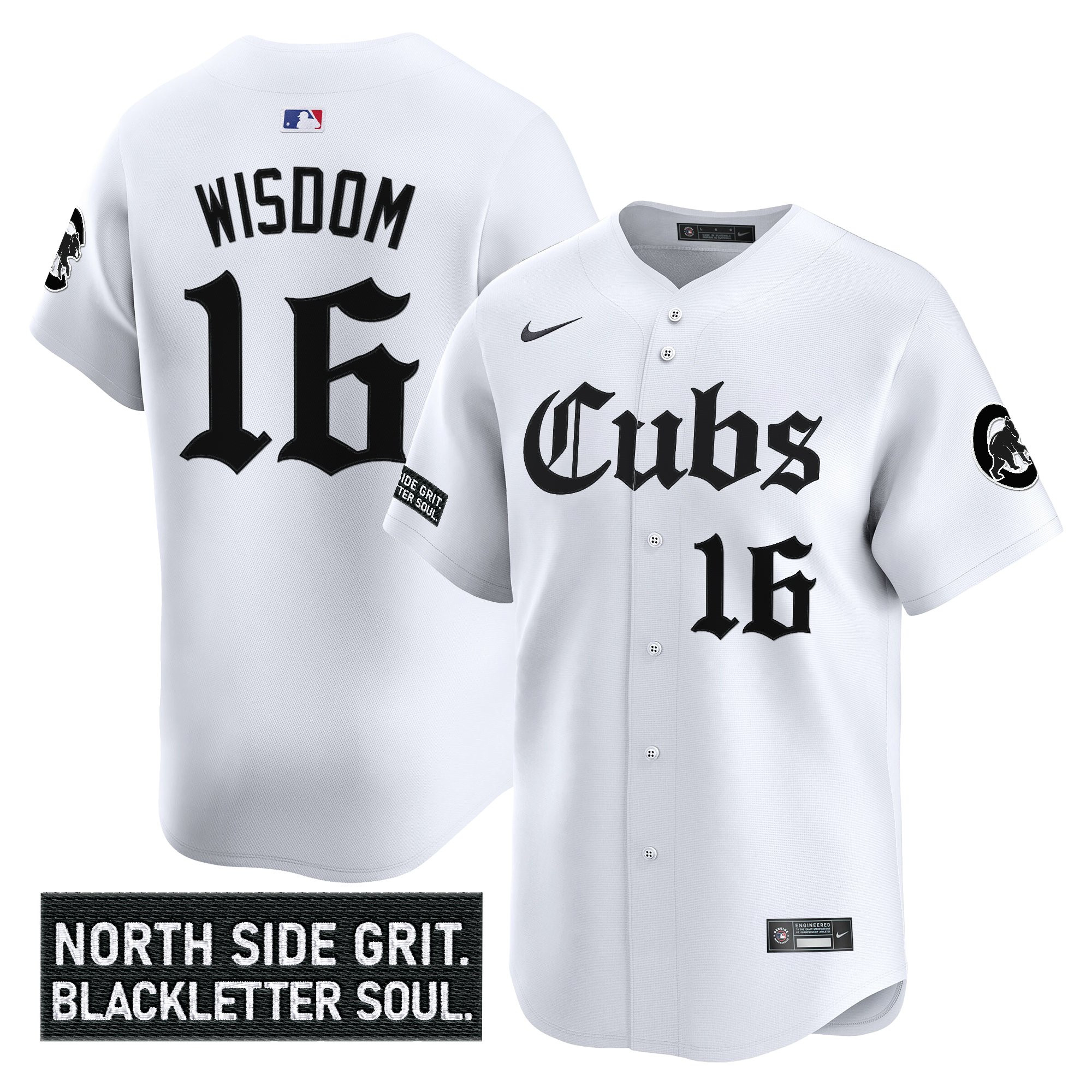 Patrick Wisdom Men's Chicago Cubs 'Gothic North Side Edition Vapor Premier Limited White Jersey - All Stitched