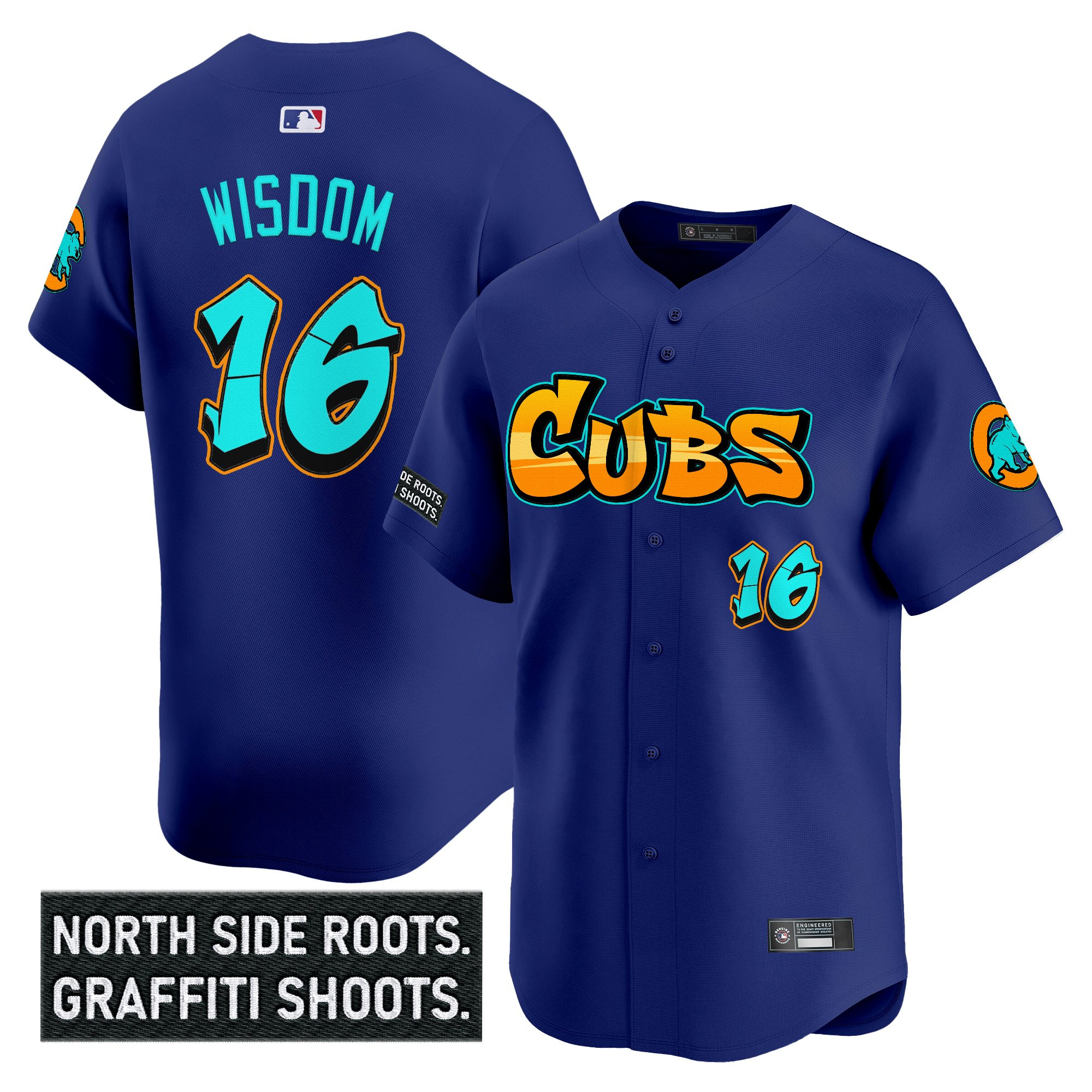 Patrick Wisdom Men's Chicago Cubs Graffiti North Side Edition Vapor Premier Limited Royal Jersey - All Stitched