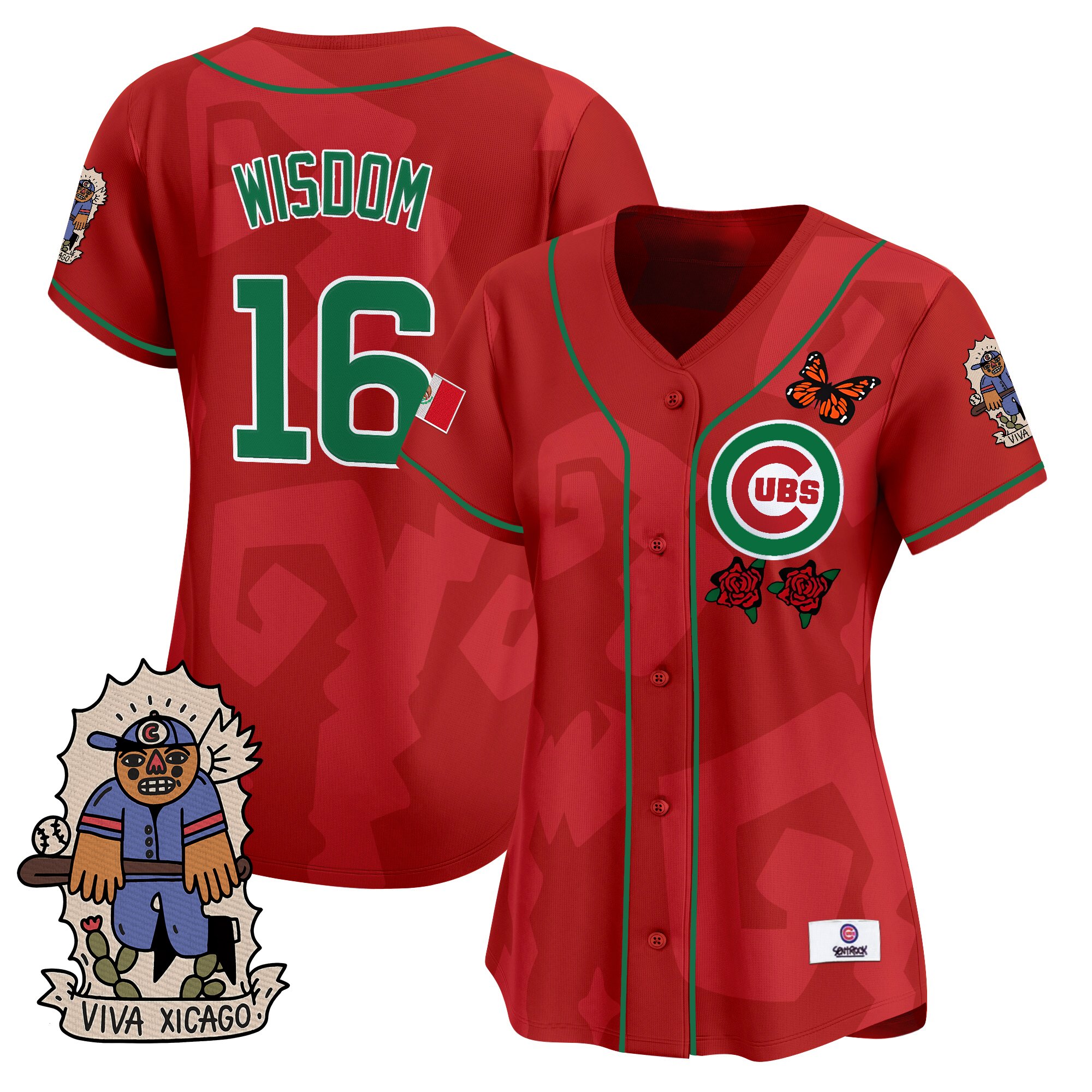 Patrick Wisdom Women's 2025 Chicago Cubs Mexican Heritage Vapor Premier Limited Red Jersey - Stitched