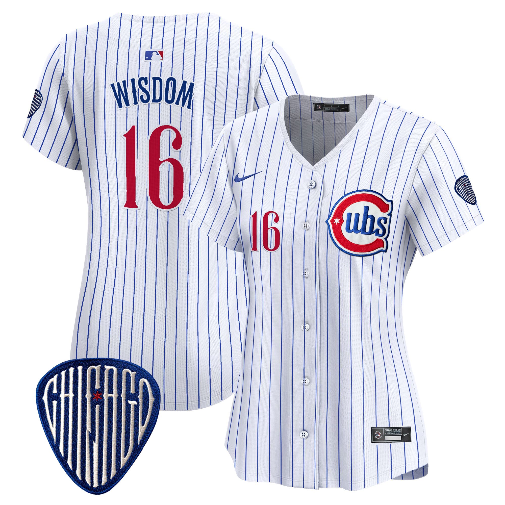 Patrick Wisdom Women's Chicago Cubs Blue Alternate Vapor Premier Limited Pinstripe Jersey - All Stitched