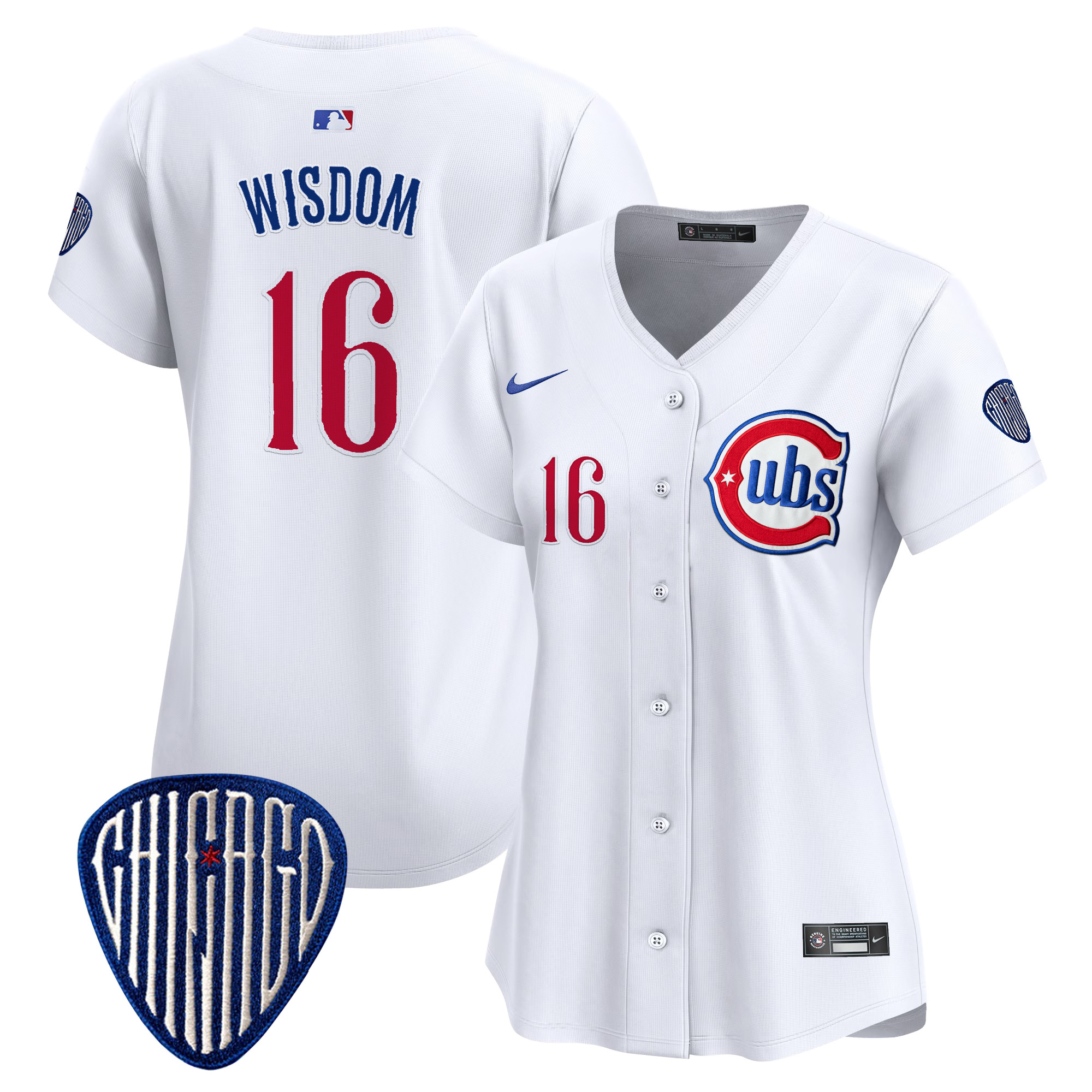 Patrick Wisdom Women's Chicago Cubs Blue Alternate Vapor Premier Limited White Jersey - All Stitched