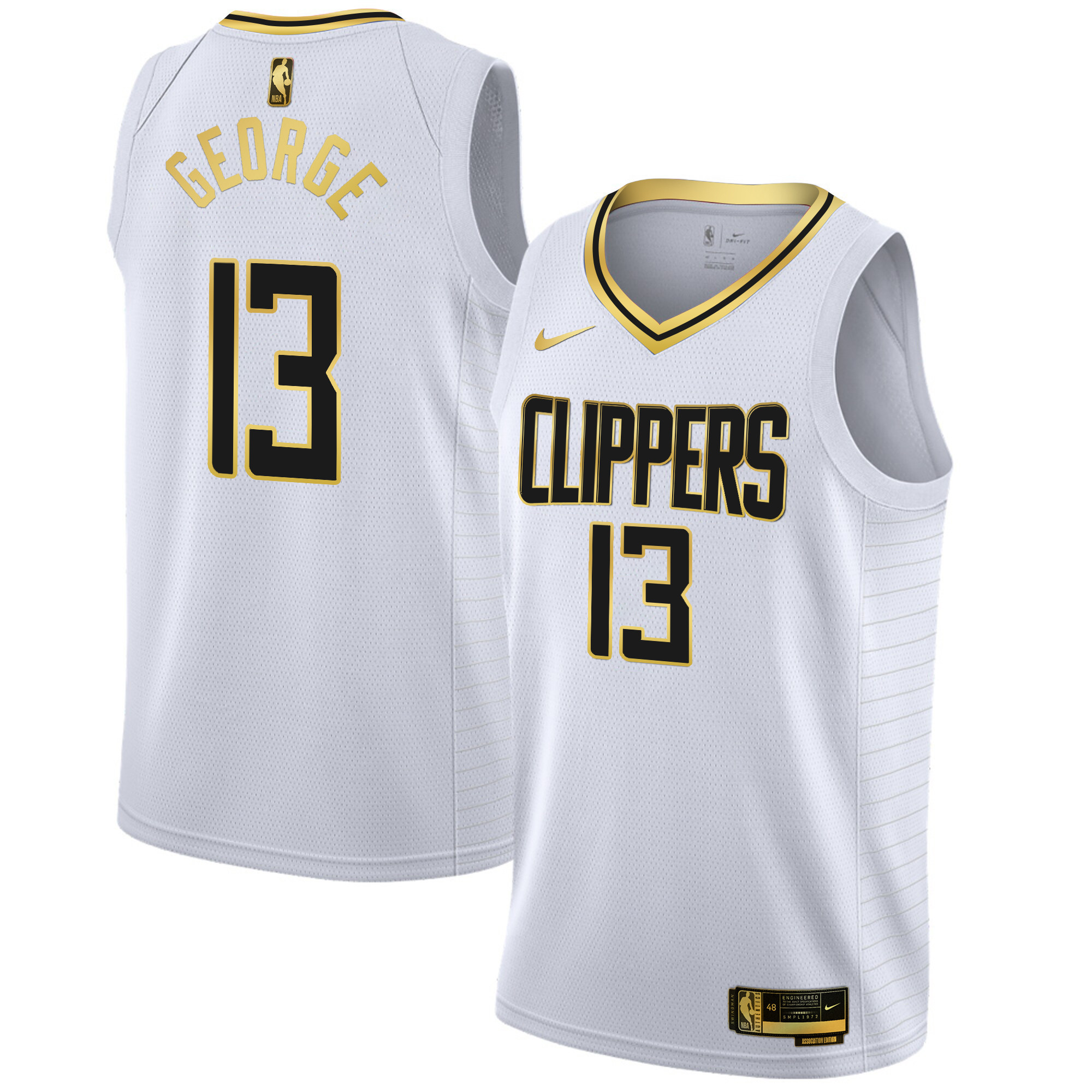 Paul George Men's Los Angeles Clippers Swingman White Gold Jersey - All Stitched