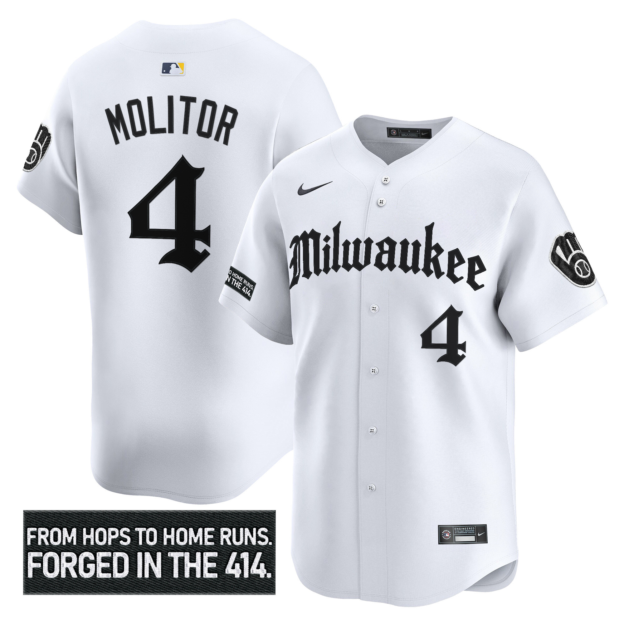 Paul Molitor Men's Milwaukee Brewers Gothic 414 Shadows Edition Vapor Premier Limited White Jersey - All Stitched