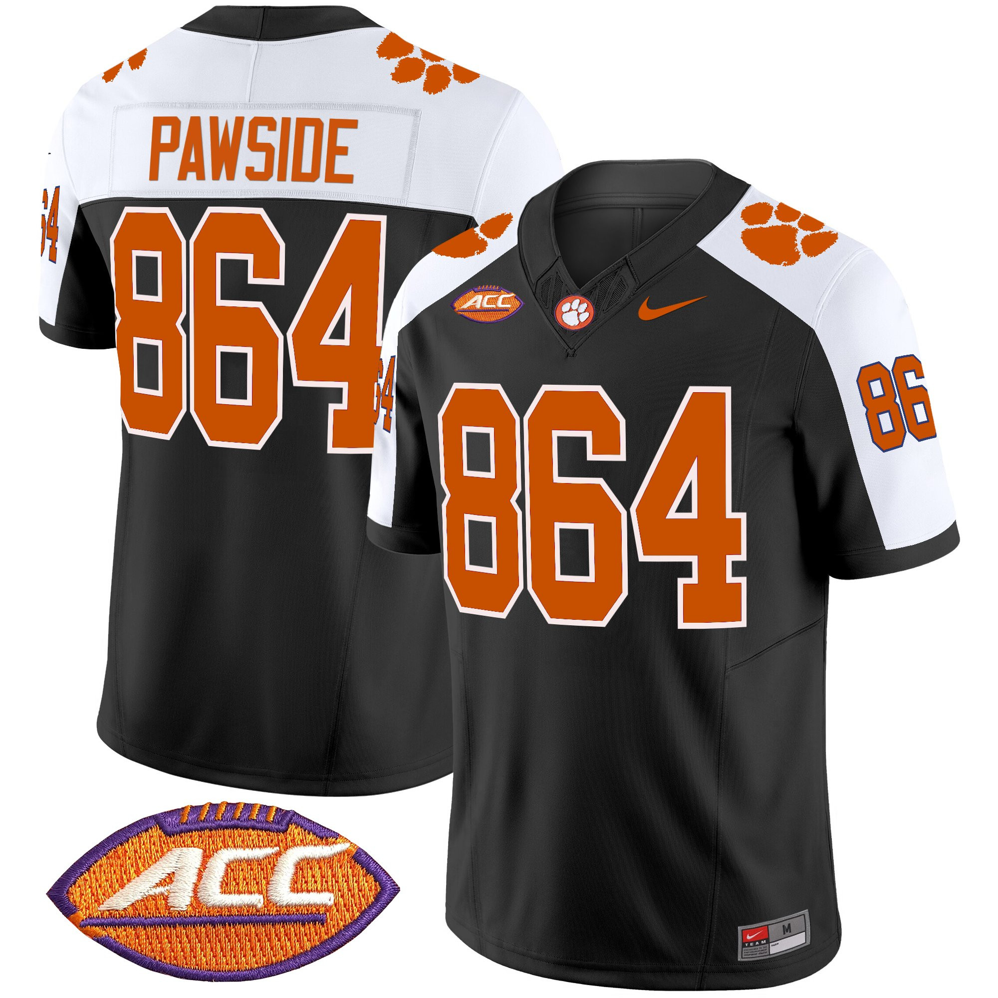 PawSide 864 Men's Clemson Tigers 2025 Vapor Limited Black Alternate Jersey - All Stitched