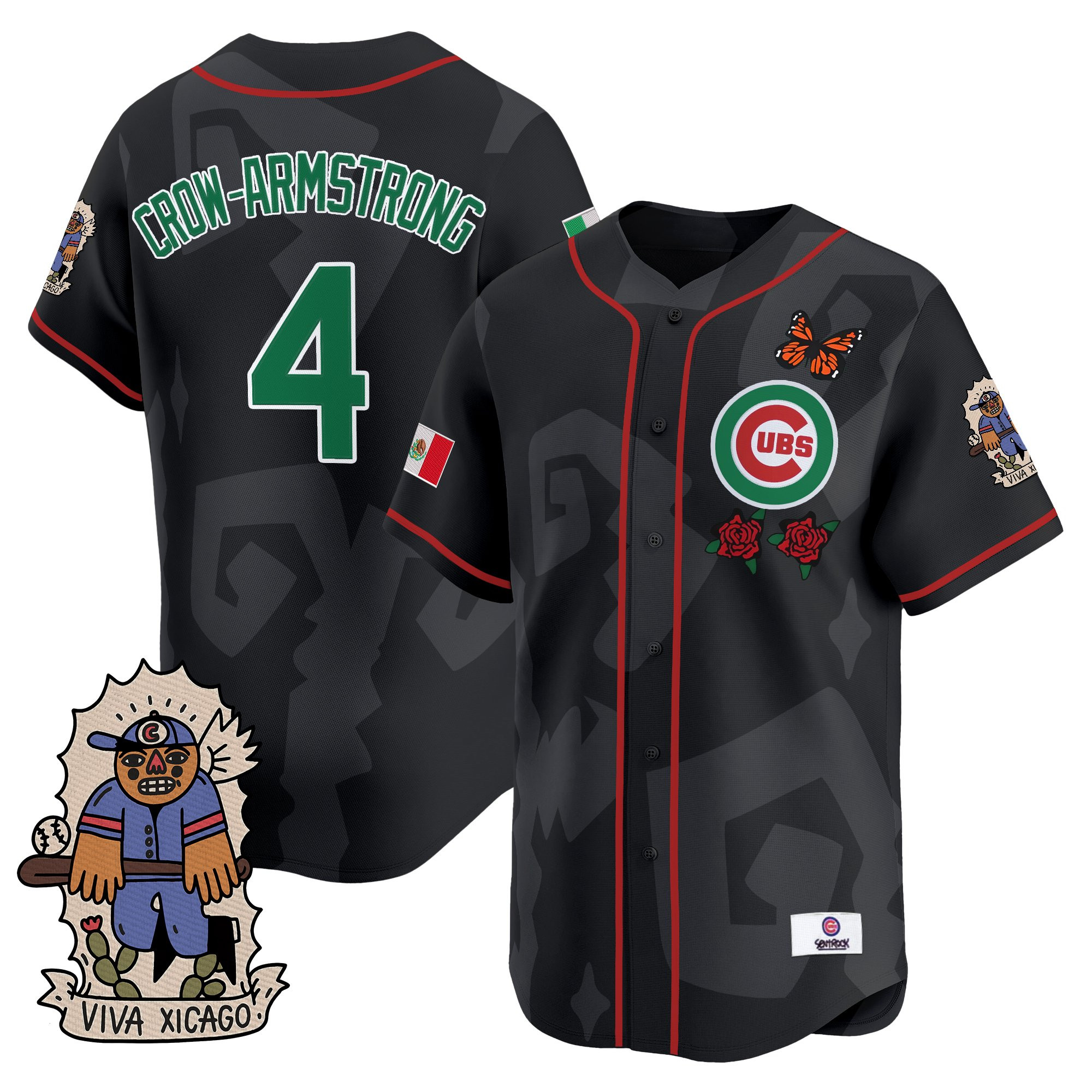 Pete Crow-Armstrong Men's 2025 Chicago Cubs Mexican Heritage Vapor Premier Limited Black Jersey - Stitched