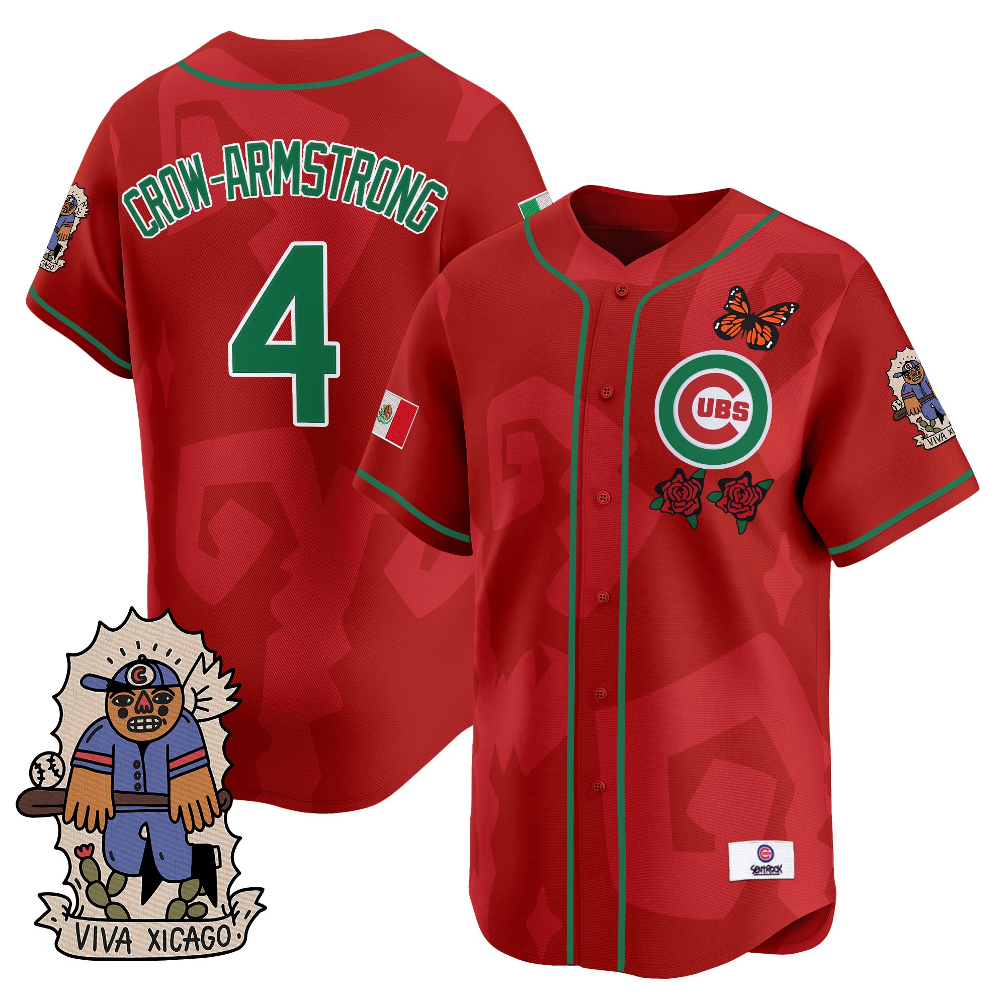 Pete Crow-Armstrong Men's 2025 Chicago Cubs Mexican Heritage Vapor Premier Limited Red Jersey - Stitched