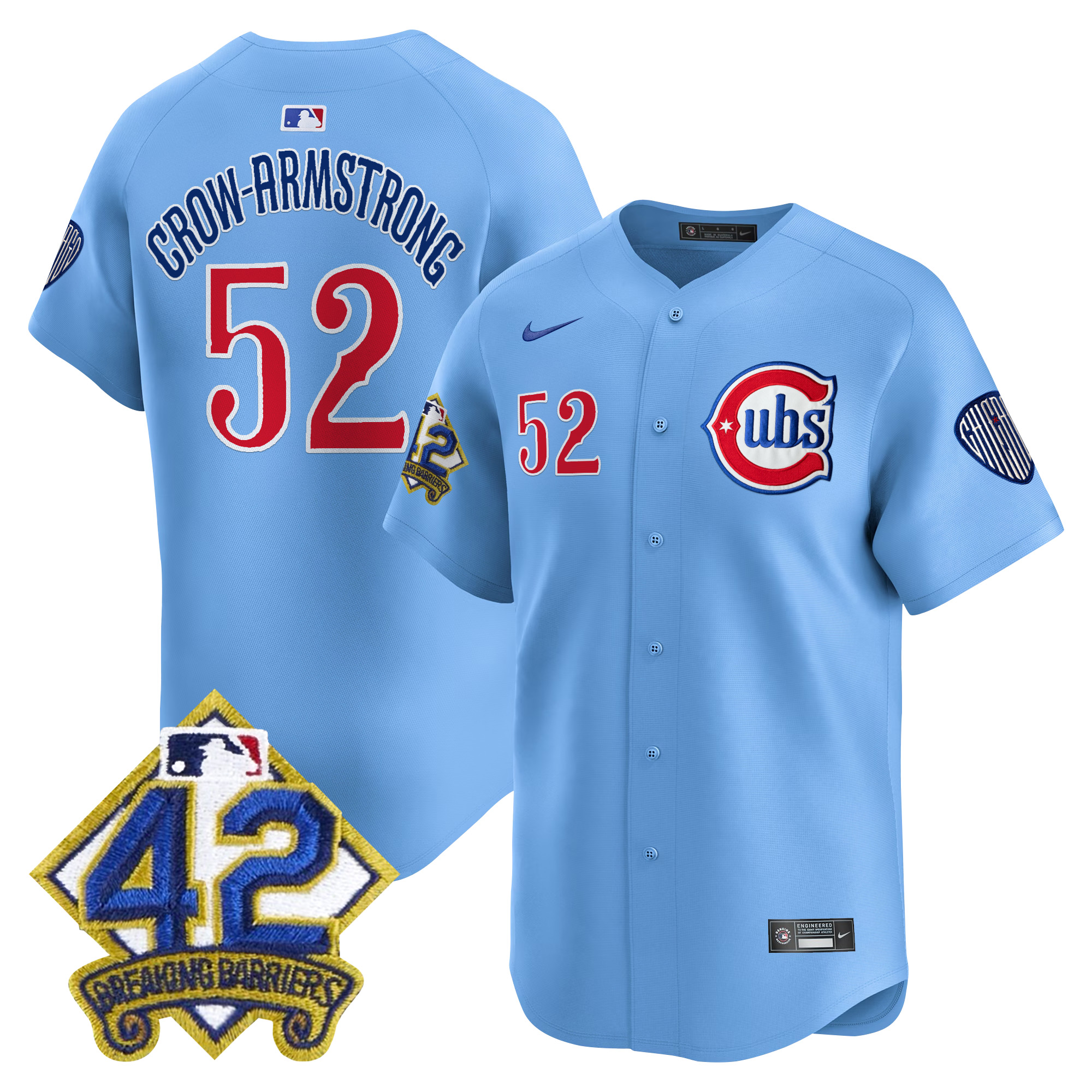 Pete Crow-Armstrong Men's Chicago Cubs 2025 Jackie Robinson Patch Vapor Premier Limited Blue Jersey - All Stitched