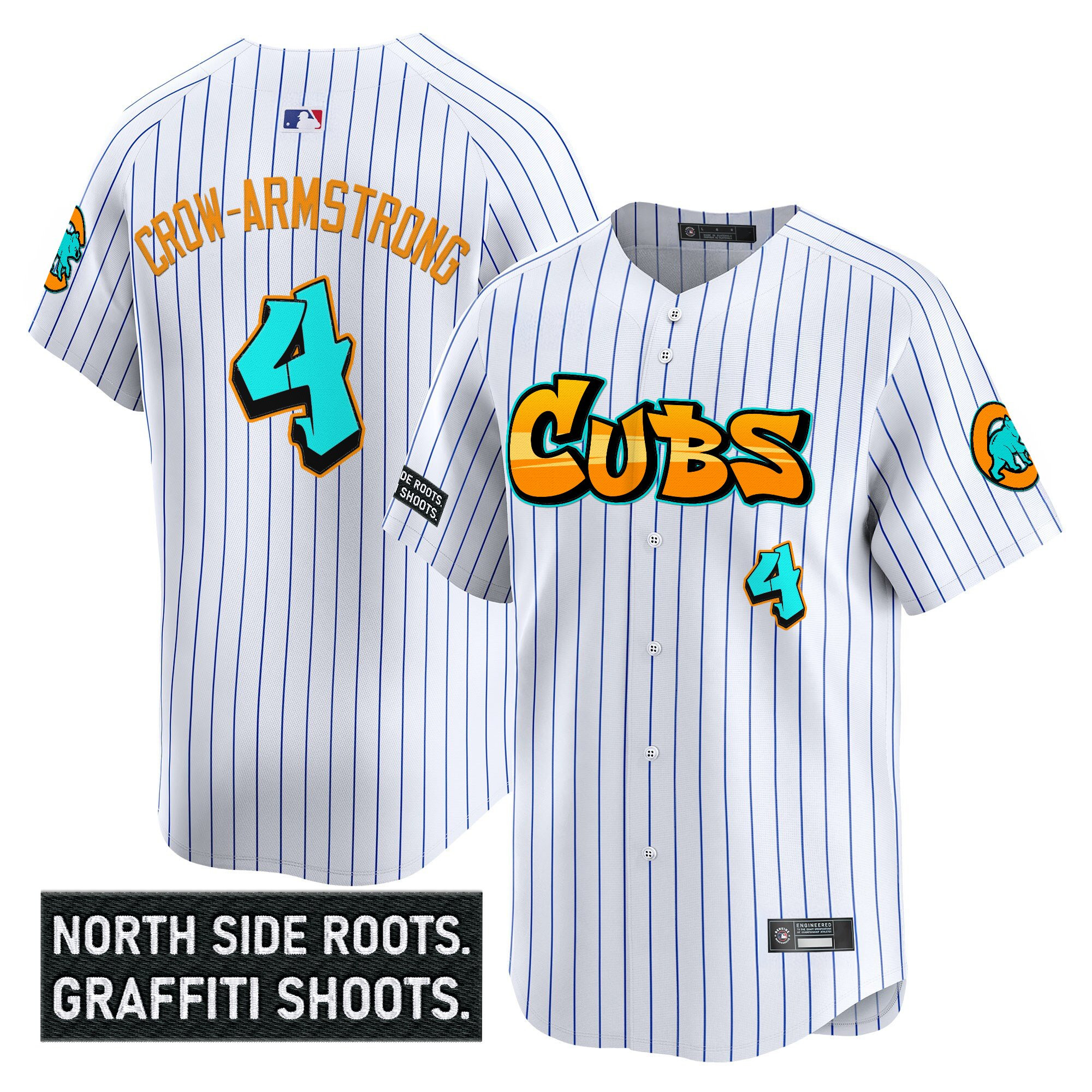Pete Crow-Armstrong Men's Chicago Cubs Graffiti North Side Edition Vapor Premier Limited Pinstripe Jersey - All Stitched