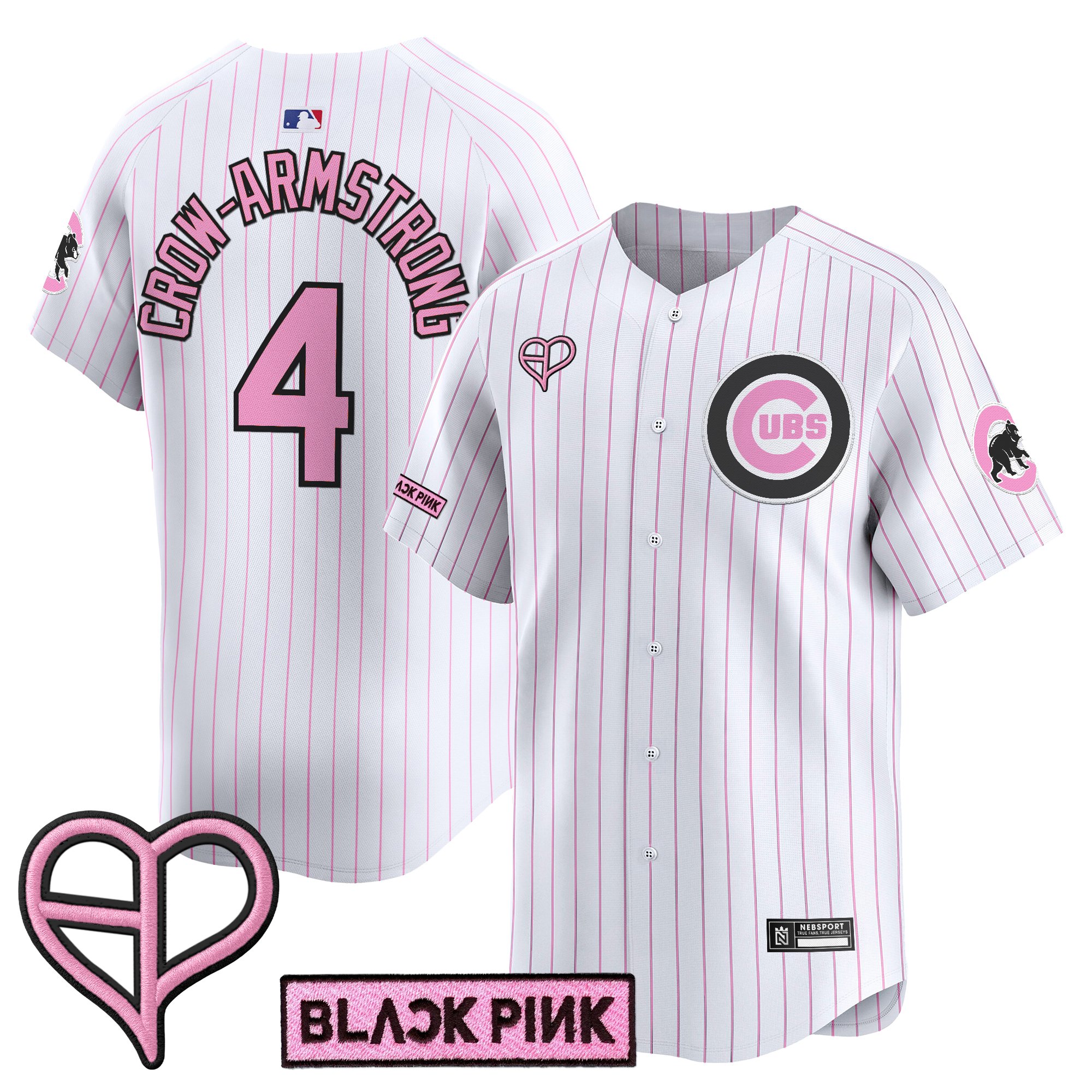 Pete Crow-Armstrong Unisex Chicago Cubs x BLACKPINK 2025 Vapor Premier Limited Pinstripe Jersey - All Stitched