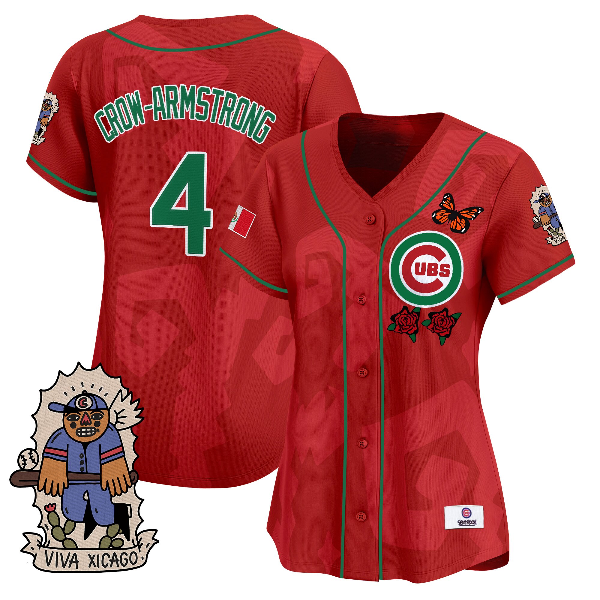 Pete Crow-Armstrong Women's 2025 Chicago Cubs Mexican Heritage Vapor Premier Limited Red Jersey - Stitched
