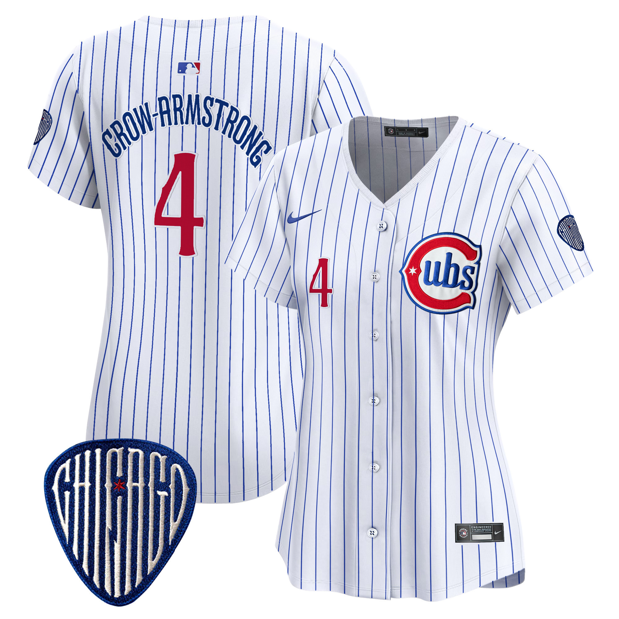 Pete Crow-Armstrong Women's Chicago Cubs Blue Alternate Vapor Premier Limited Pinstripe Jersey - All Stitched