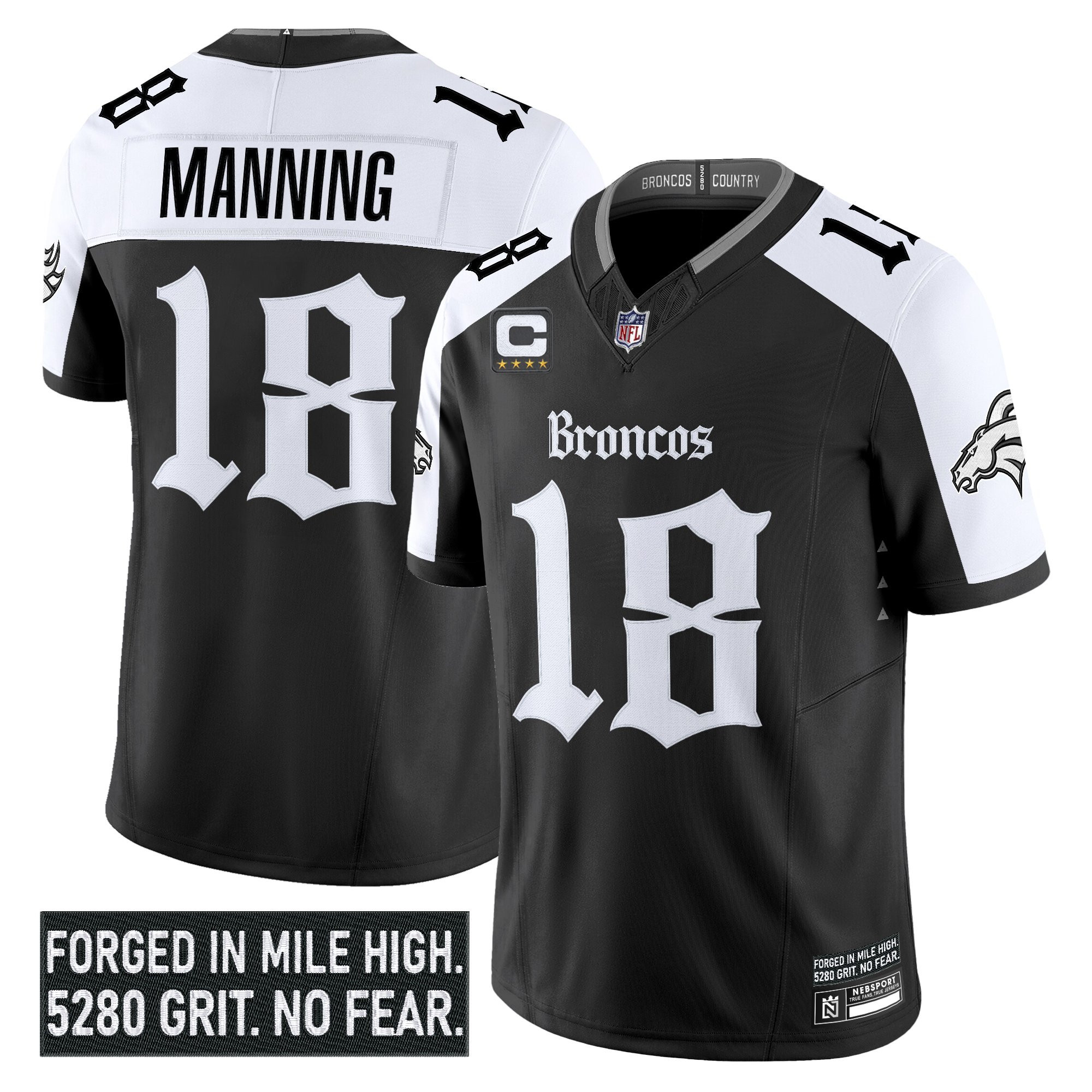 Peyton Manning Men's Denver Broncos Gothic Mile High Shadows Edition Vapor Limited Alternate Jersey - All Stitched