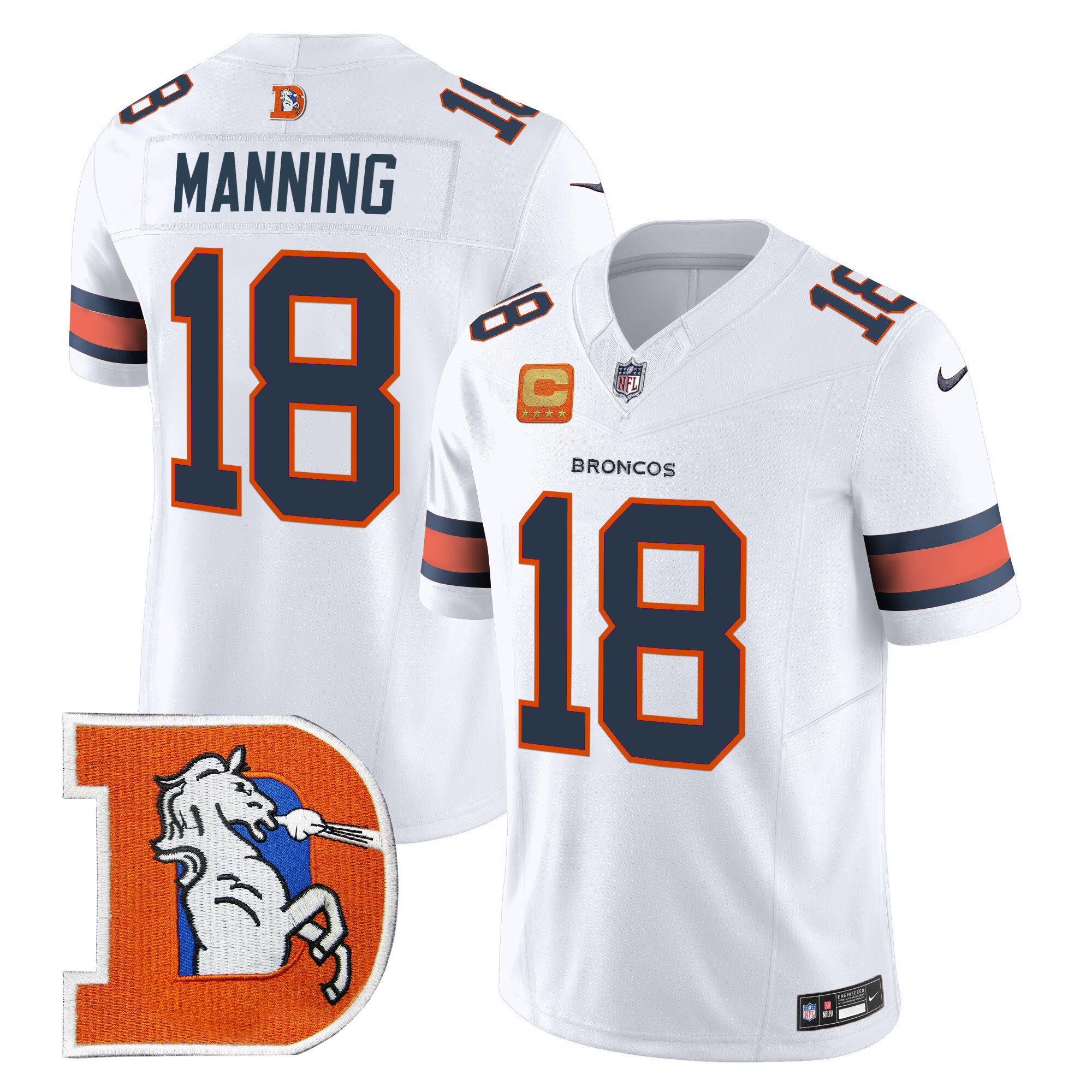 Peyton Manning Men's Denver Broncos Throwback Vapor Limited White Jersey V2 - All Stitched