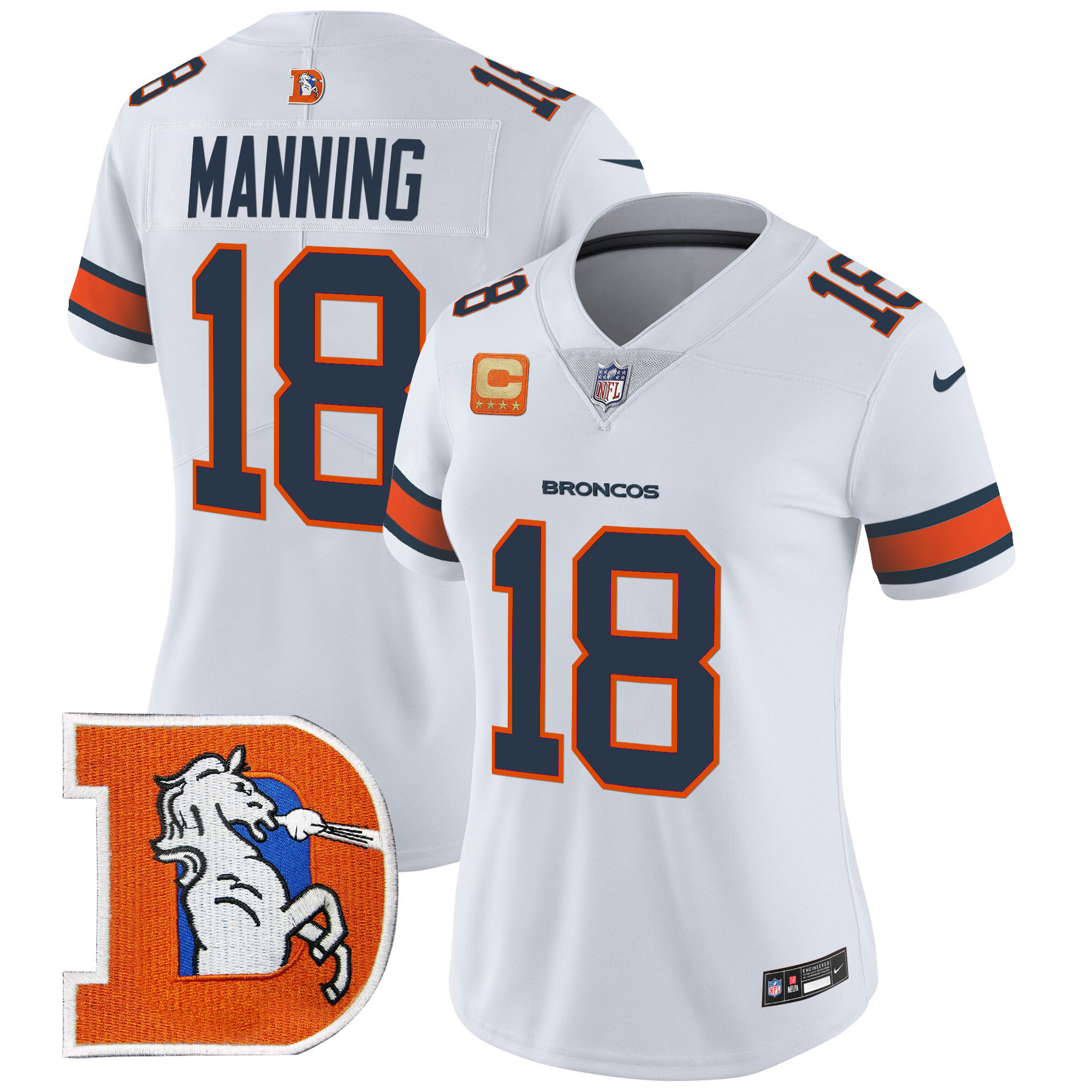 Peyton Manning Women's Denver Broncos Throwback Vapor Limited White Jersey V2 - All Stitched