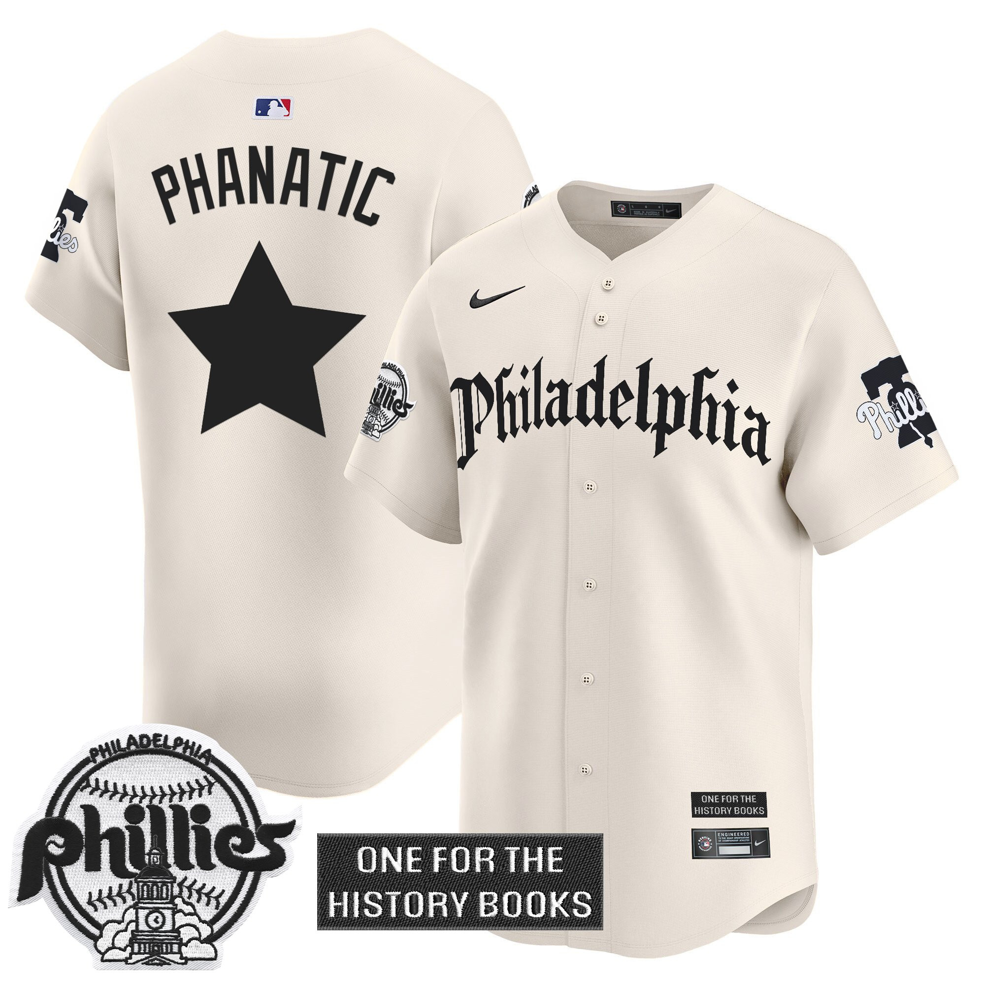 Phanatic Men's Philadelphia Phillies Retro Newspaper Edition Vapor Premier Limited Cream Jersey - All Stitched