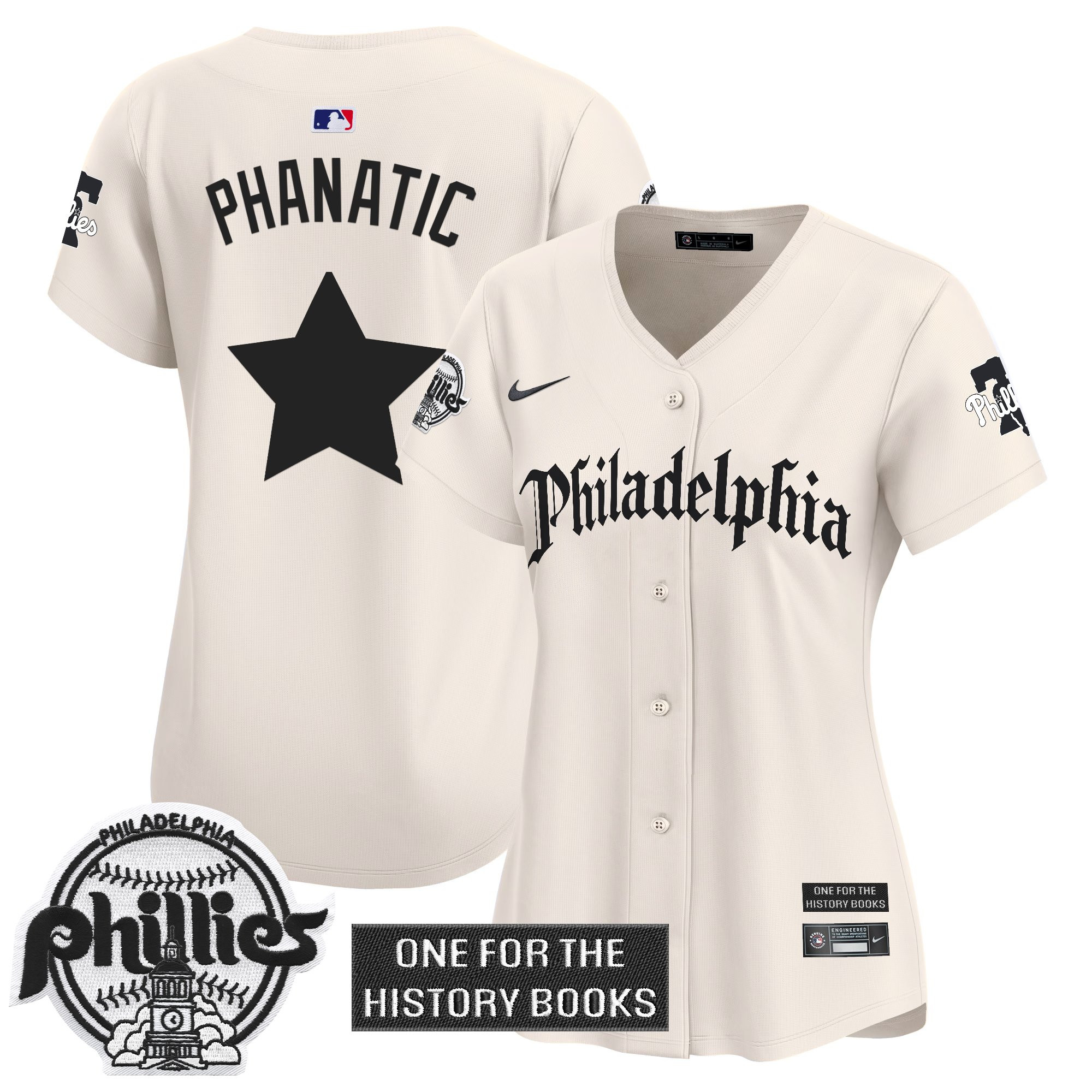 Phanatic Women's Philadelphia Phillies Retro Newspaper Edition Vapor Premier Limited Cream Jersey - All Stitched