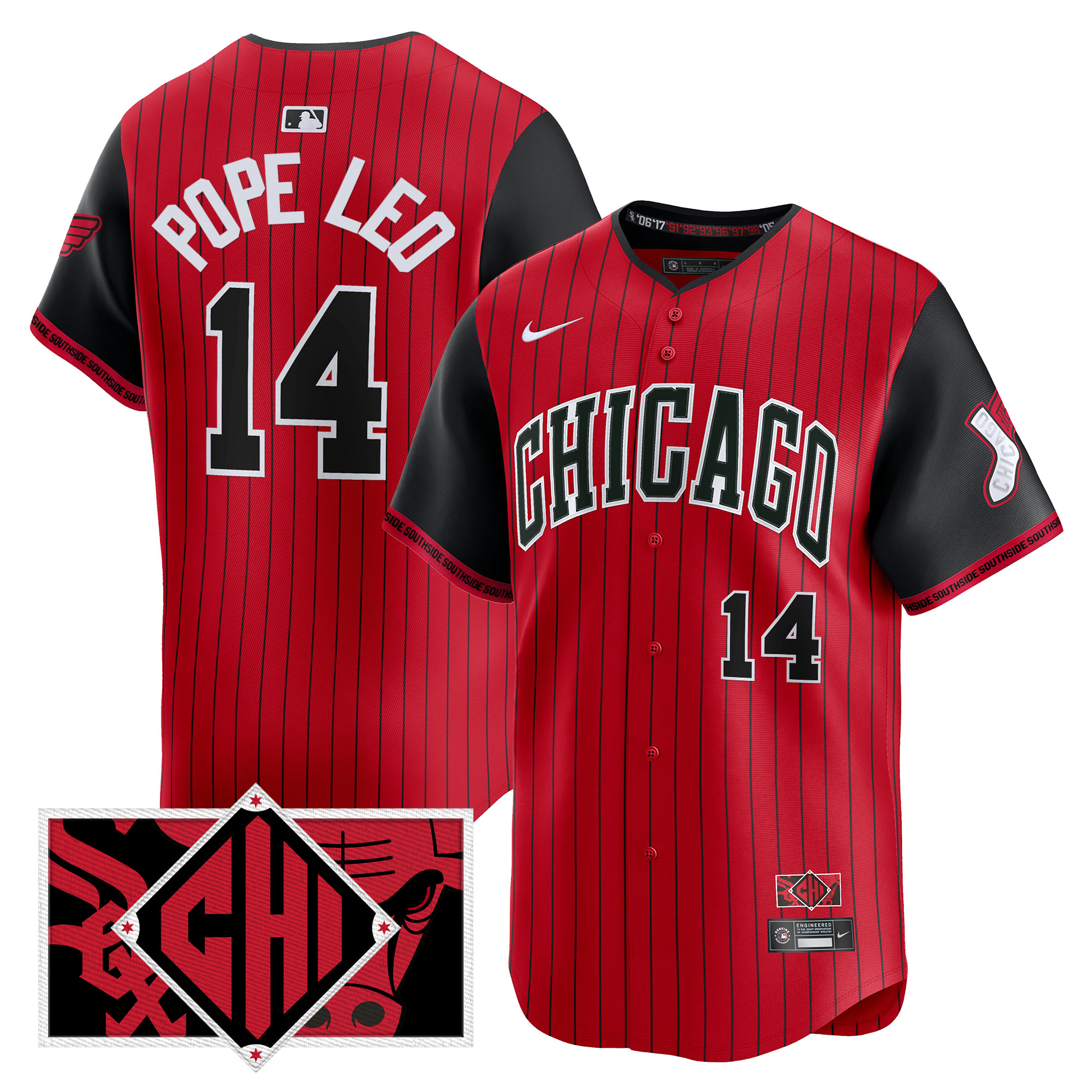 Pope Leo Men's Chicago White Sox 2025 City Connect Vapor Premier Limited Red Jersey - All Stitched