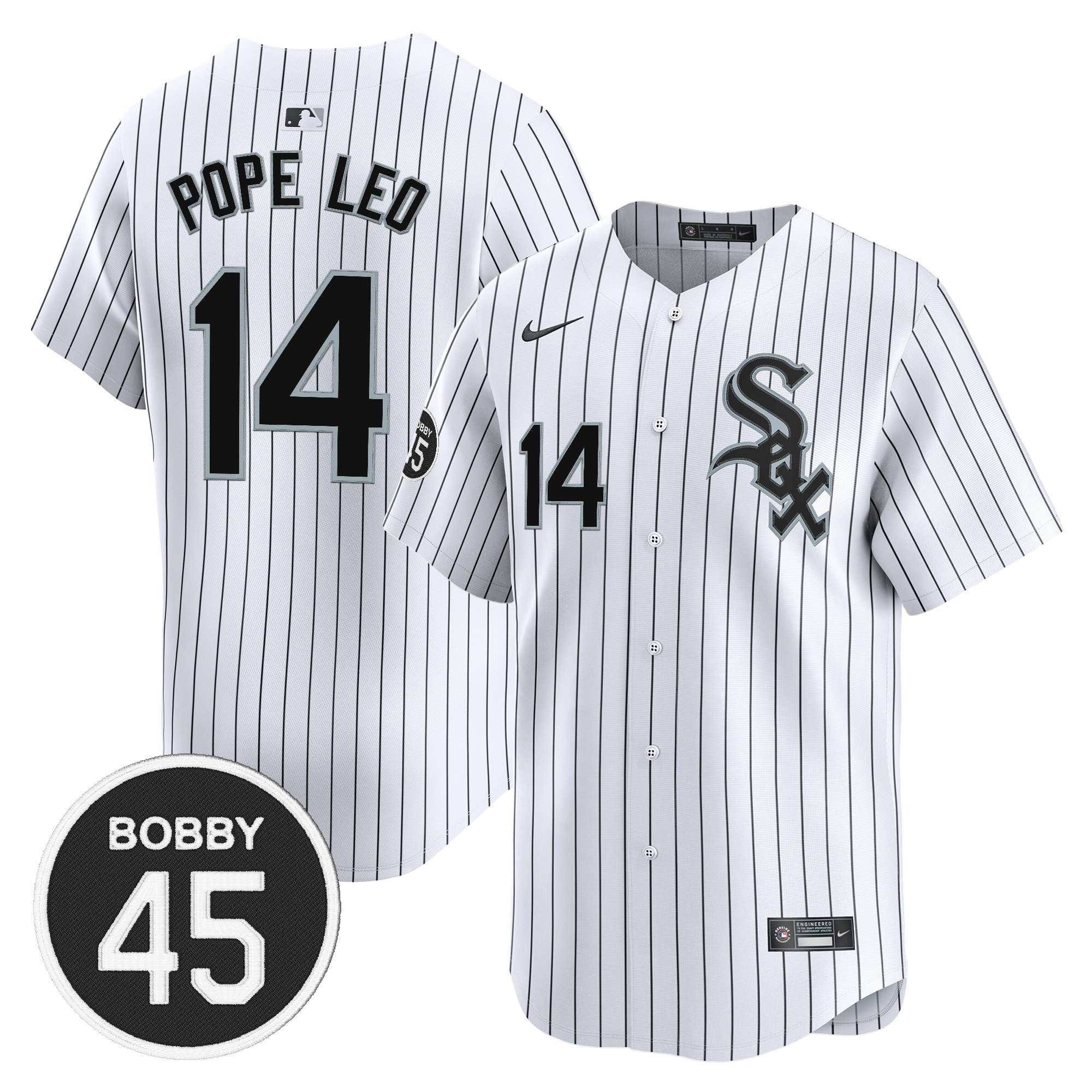 Pope Leo Men's Chicago White Sox Bobby Jenks Vapor Premier Limited Pinstripe Jersey - All Stitched
