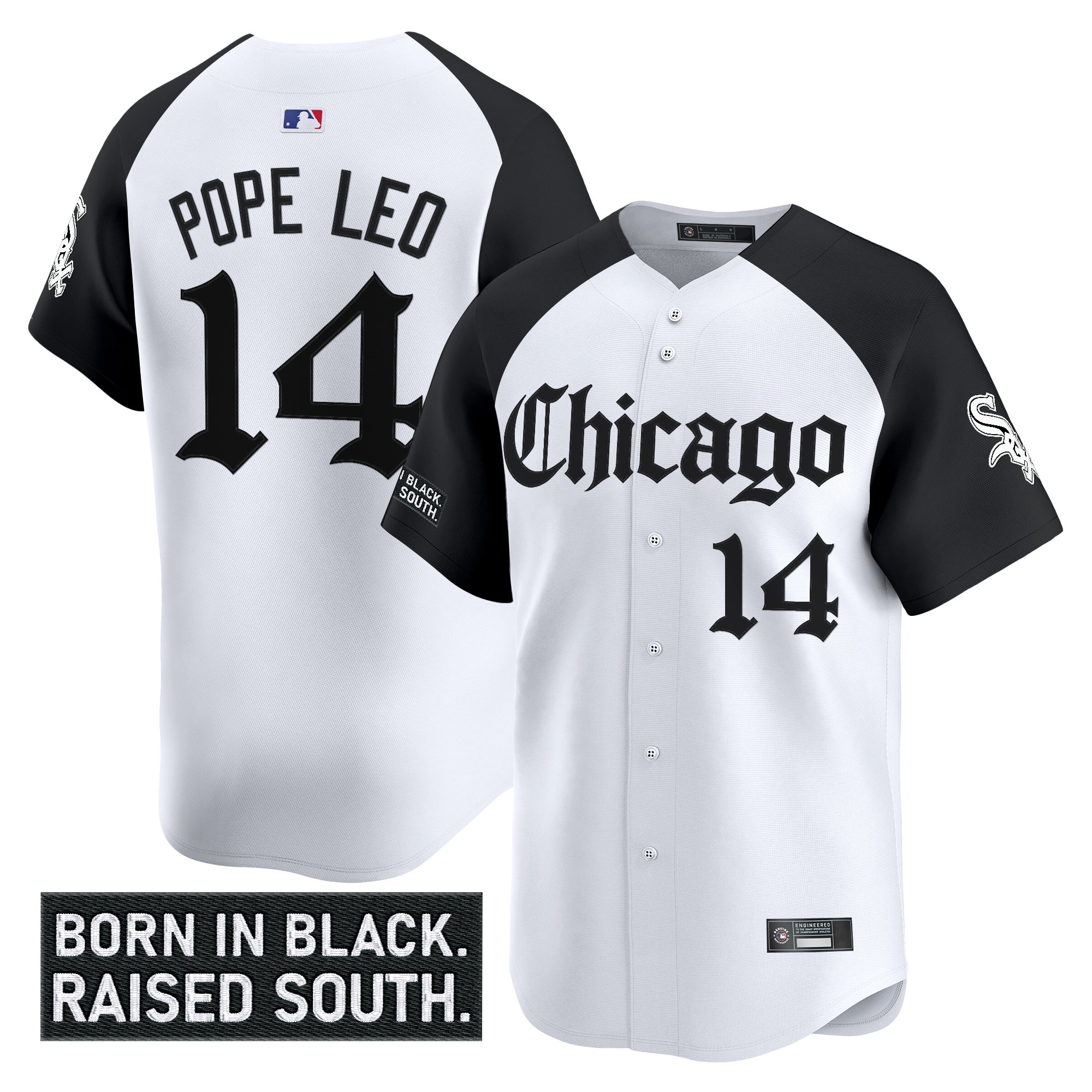 Pope Leo Men's Chicago White Sox 'Gothic South Side Edition Vapor Premier Limited Alternate Jersey - All Stitched