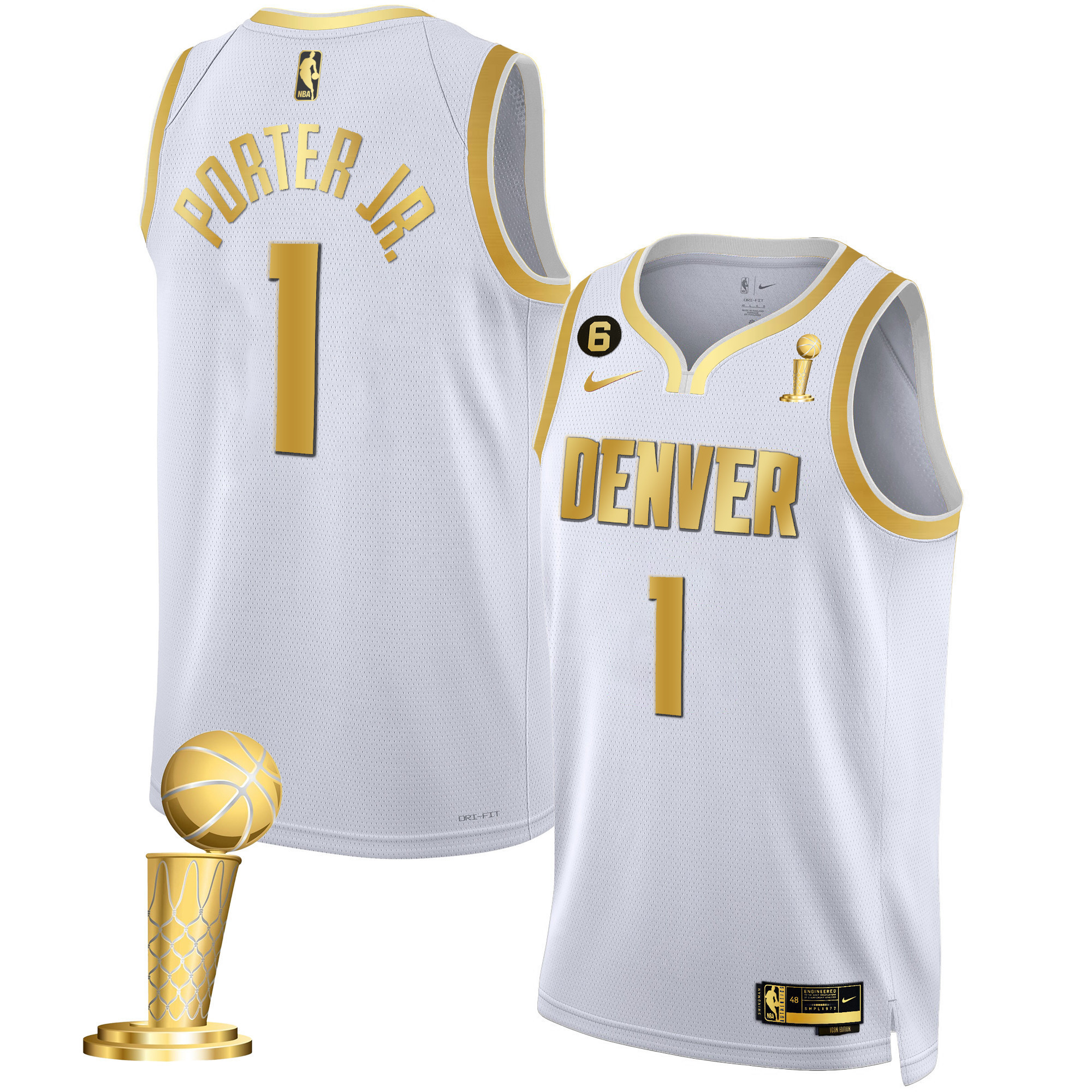 Porter Jr. Men's Denver Nuggets 2023 Champions Black & White Gold White Gold Jersey - All Stitched