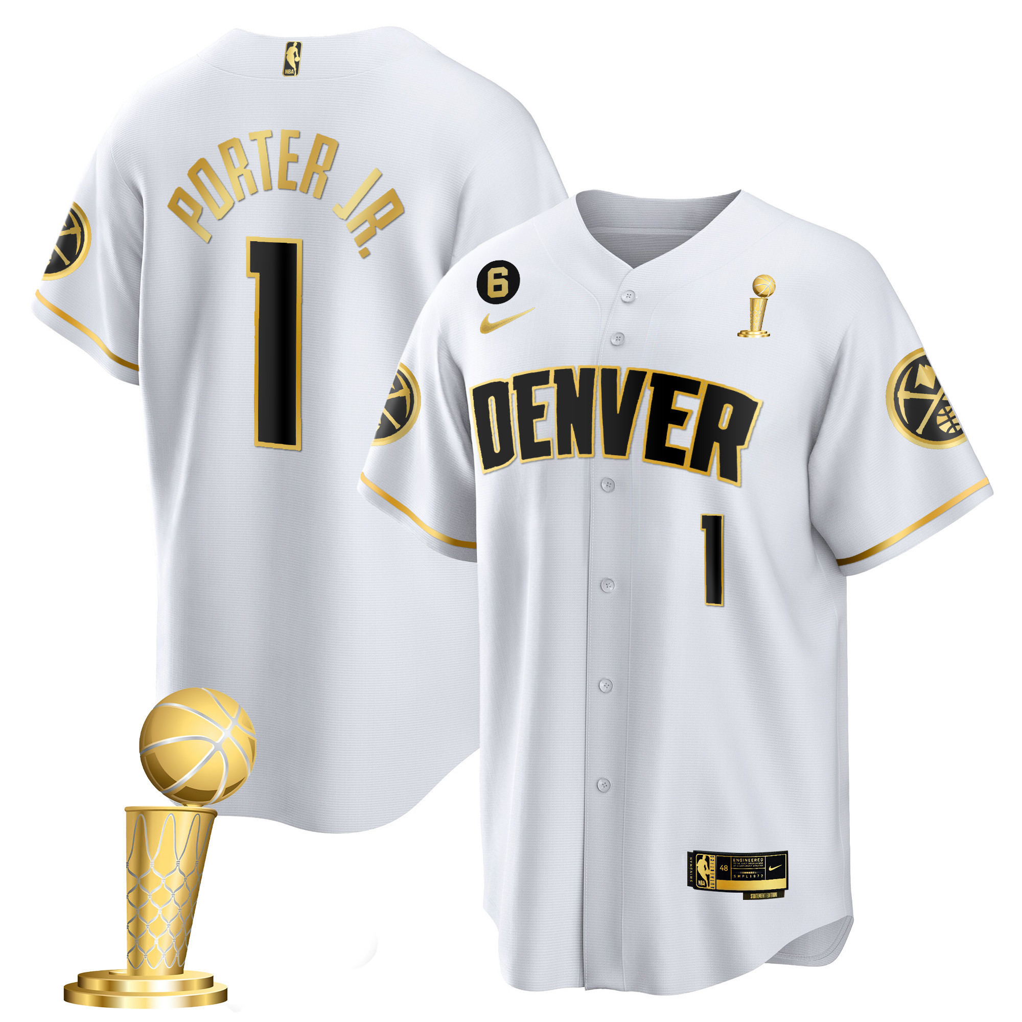 Porter Jr. Men's Denver Nuggets 2023 Champions Cool Base White Gold Jersey - All Stitched