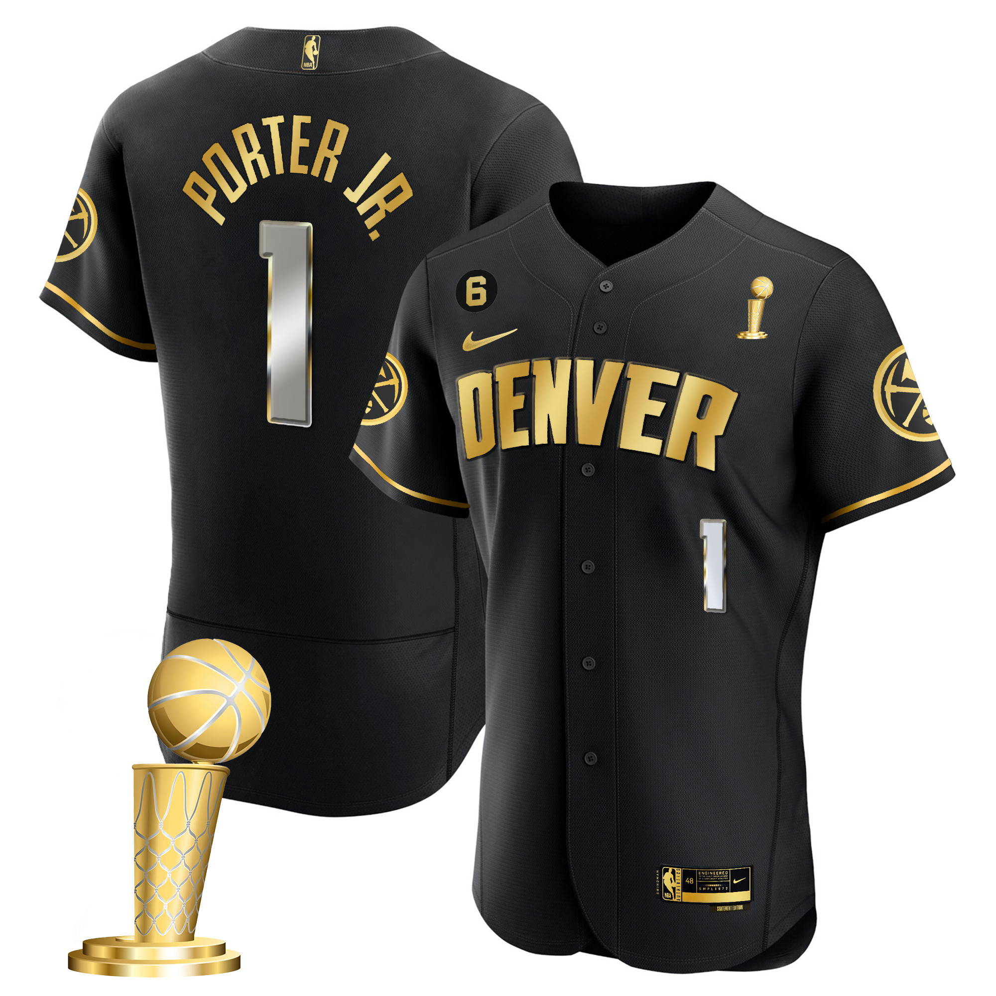 Porter Jr. Men's Denver Nuggets 2023 Champions Flex Base Black Limited Jersey - All Stitched