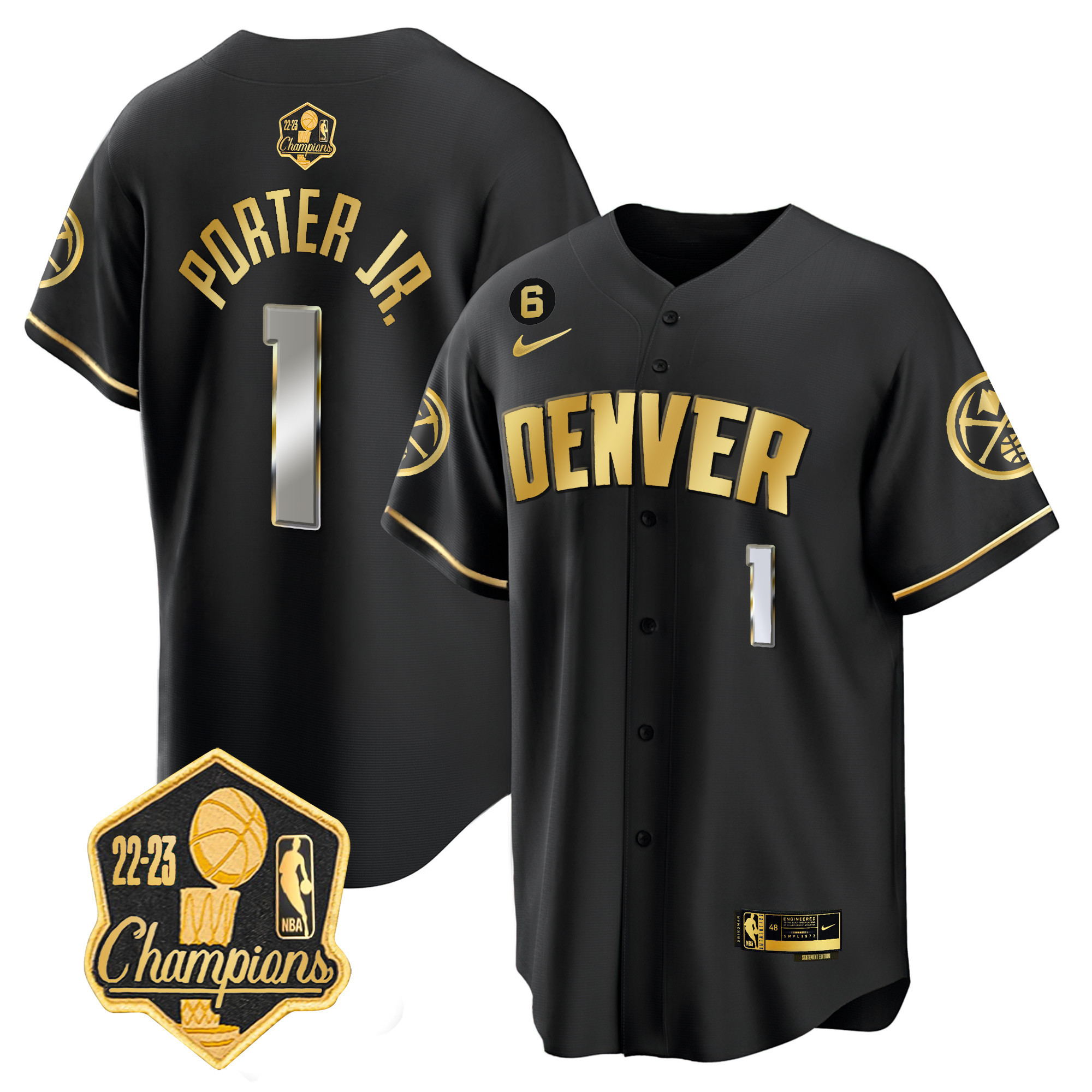 Porter Jr. Men's Denver Nuggets 2023 Champions Limited Patch Cool Base Black Limited Jersey - All Stitched