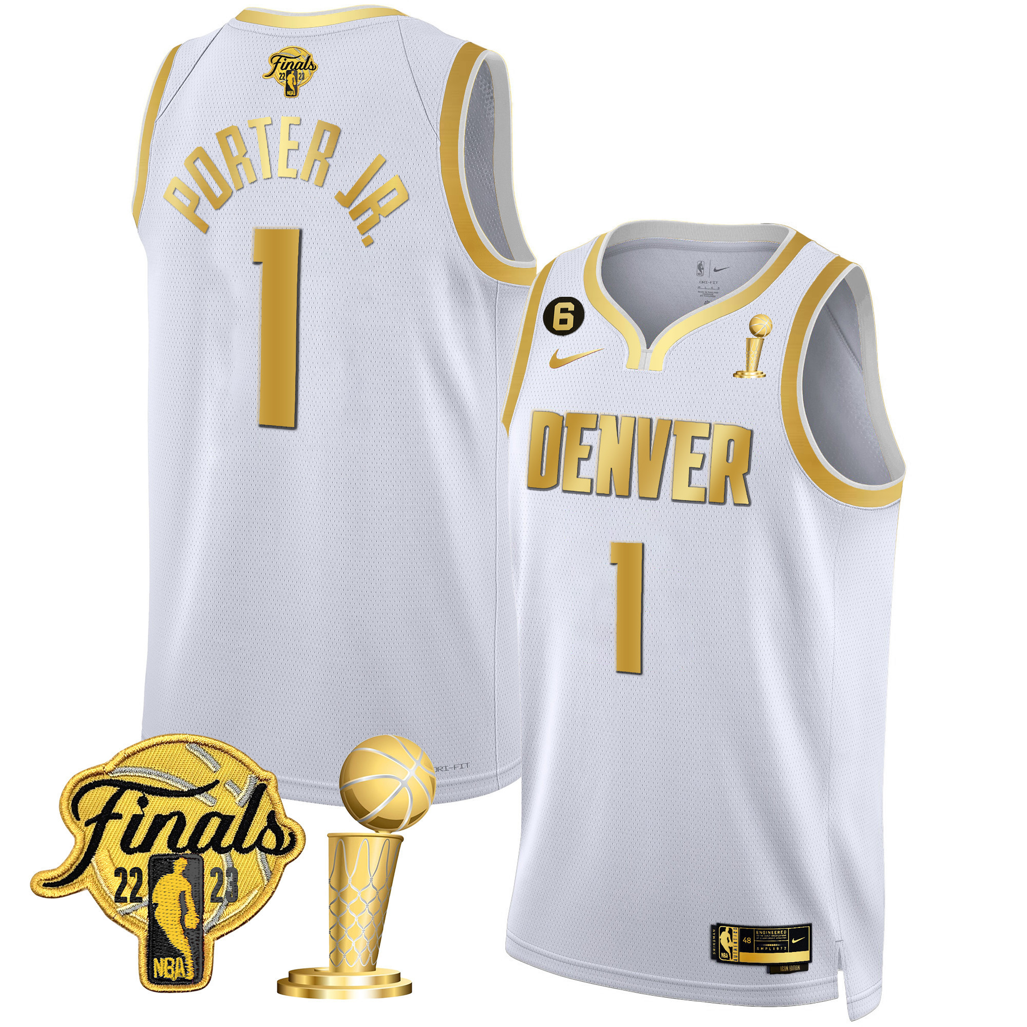 Porter Jr. Men's Denver Nuggets 2023 Finals & Champions Black & White Gold White Gold Jersey - All Stitched