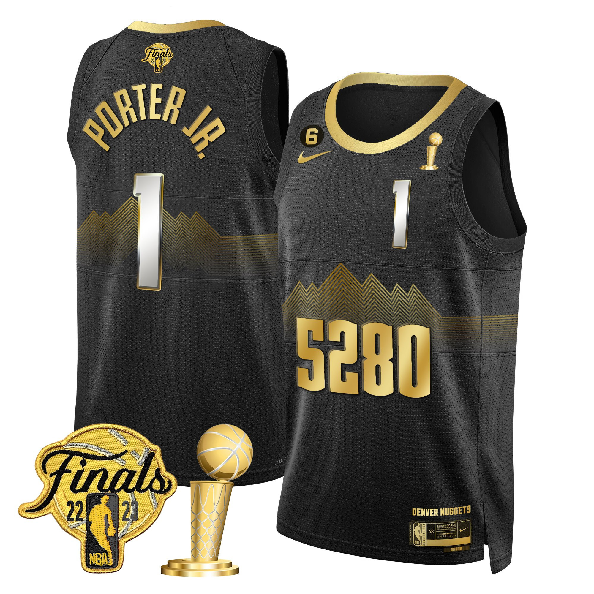 Porter Jr. Men's Denver Nuggets 2023 Finals & Champions Patch Black Limited Jersey V2- All Stitched