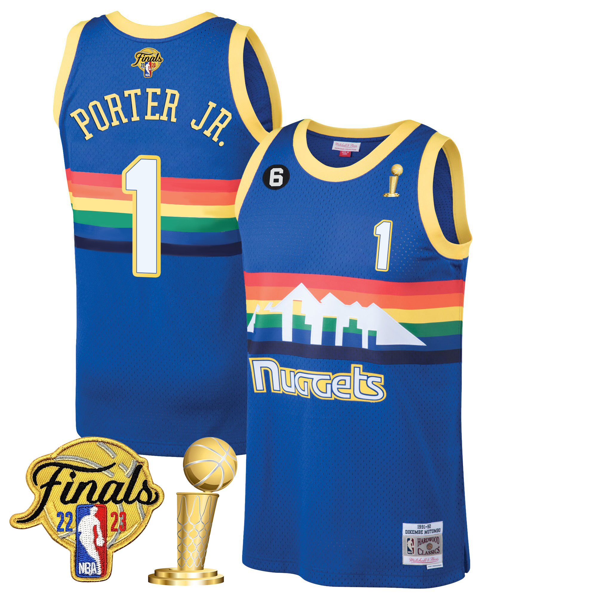Porter Jr. Men's Denver Nuggets 2023 Finals & Champions Patch Blue Classic Jersey V2- All Stitched