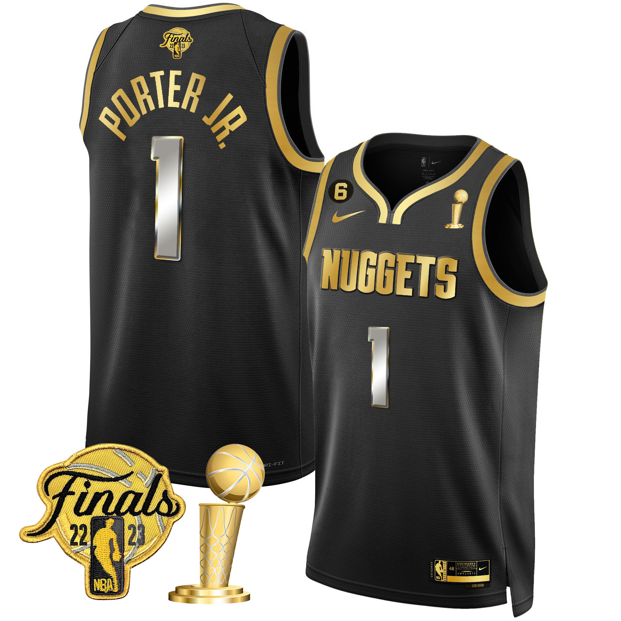 Porter Jr. Men's Denver Nuggets 2023 Finals & Champions Patch Gold Black Limited Jersey - All Stitched