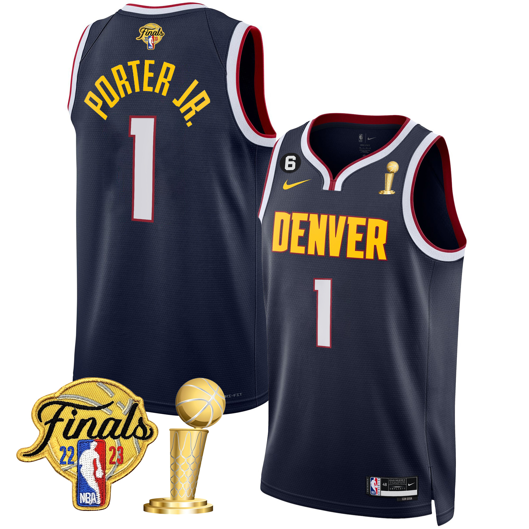 Porter Jr. Men's Denver Nuggets 2023 Finals & Champions Patch Icon Jersey V2- All Stitched