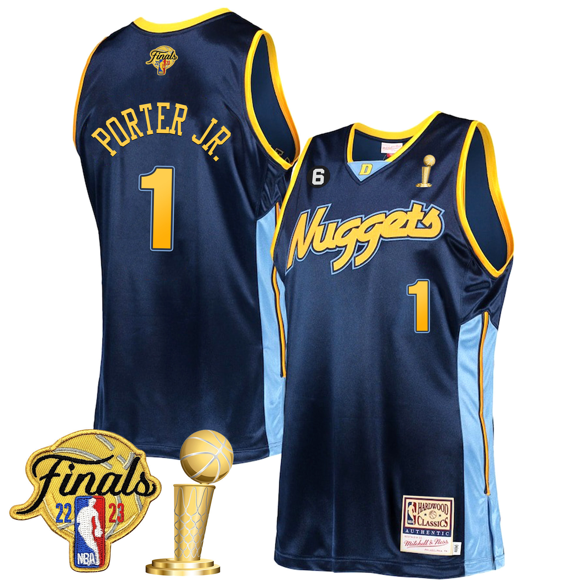 Porter Jr. Men's Denver Nuggets 2023 Finals Patch & Champions Collection Hardwood Classics Jersey V2 - All Stitched
