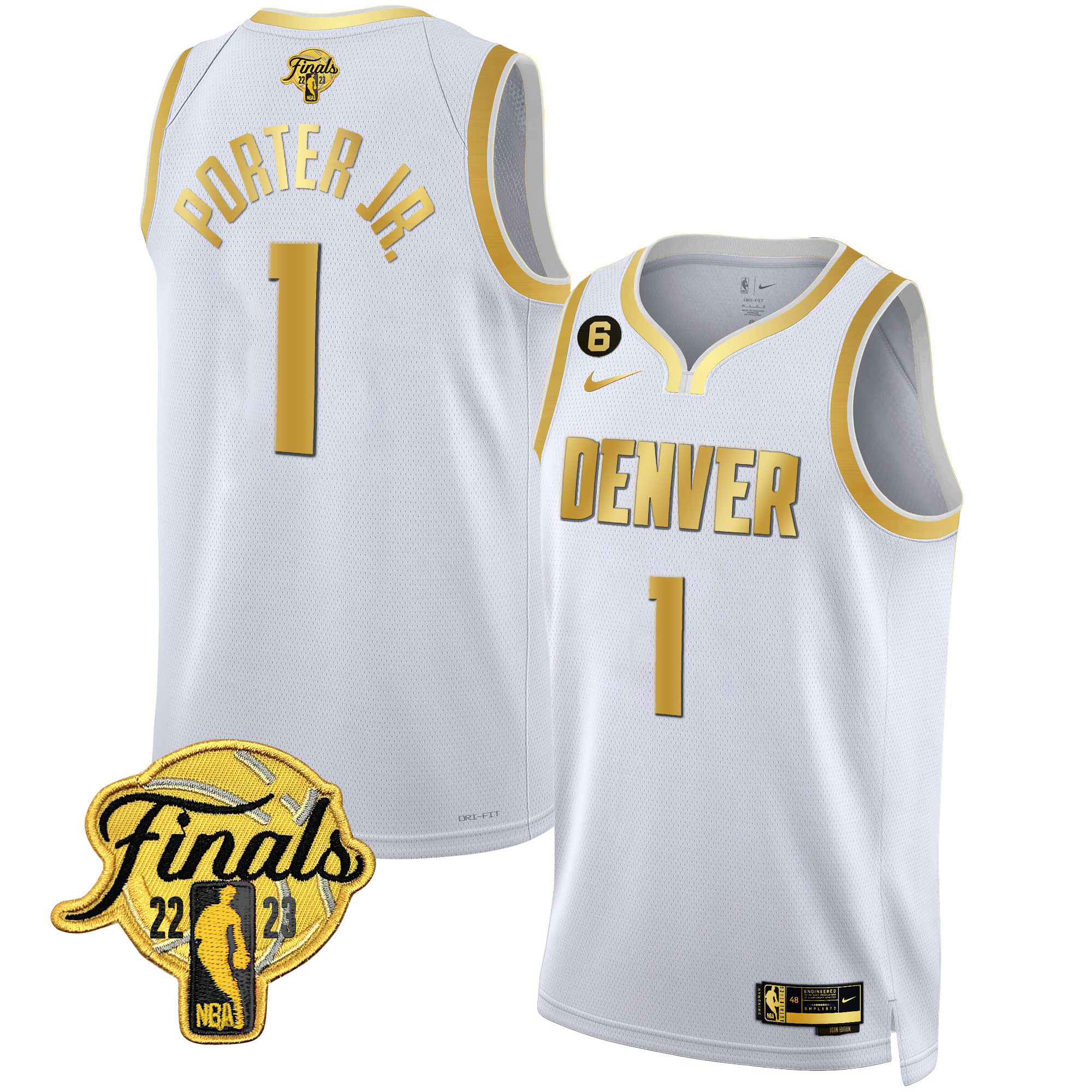 Porter Jr. Men's Denver Nuggets 2023 Finals Patch Black & White Gold White Gold Jersey - All Stitched