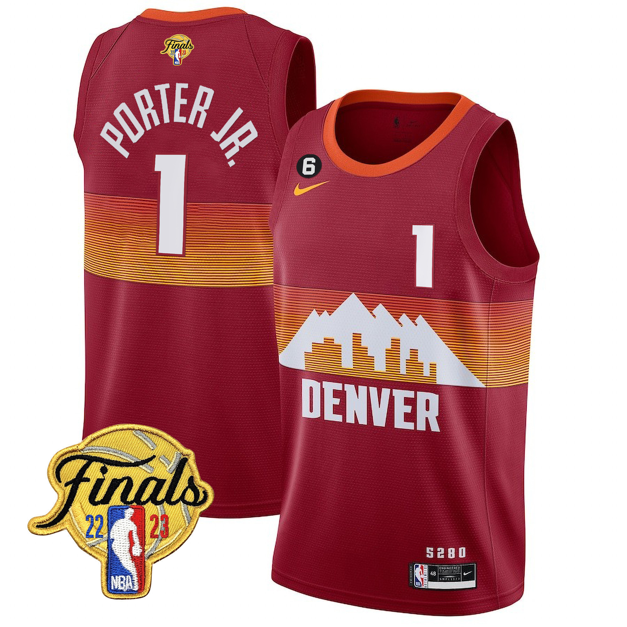 Porter Jr. Men's Denver Nuggets 2023 Finals Patch Collection City Red Jersey V2 - All Stitched