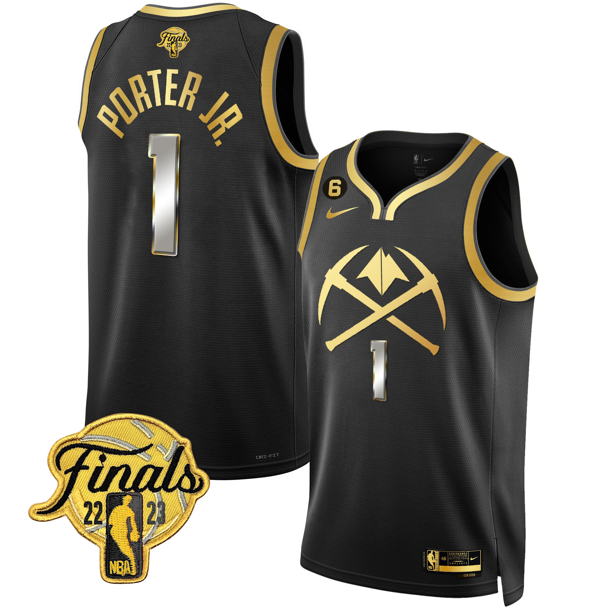 Porter Jr. Men's Denver Nuggets 2023 Finals Patch Gold Special Black Limited Jersey V2 - All Stitched