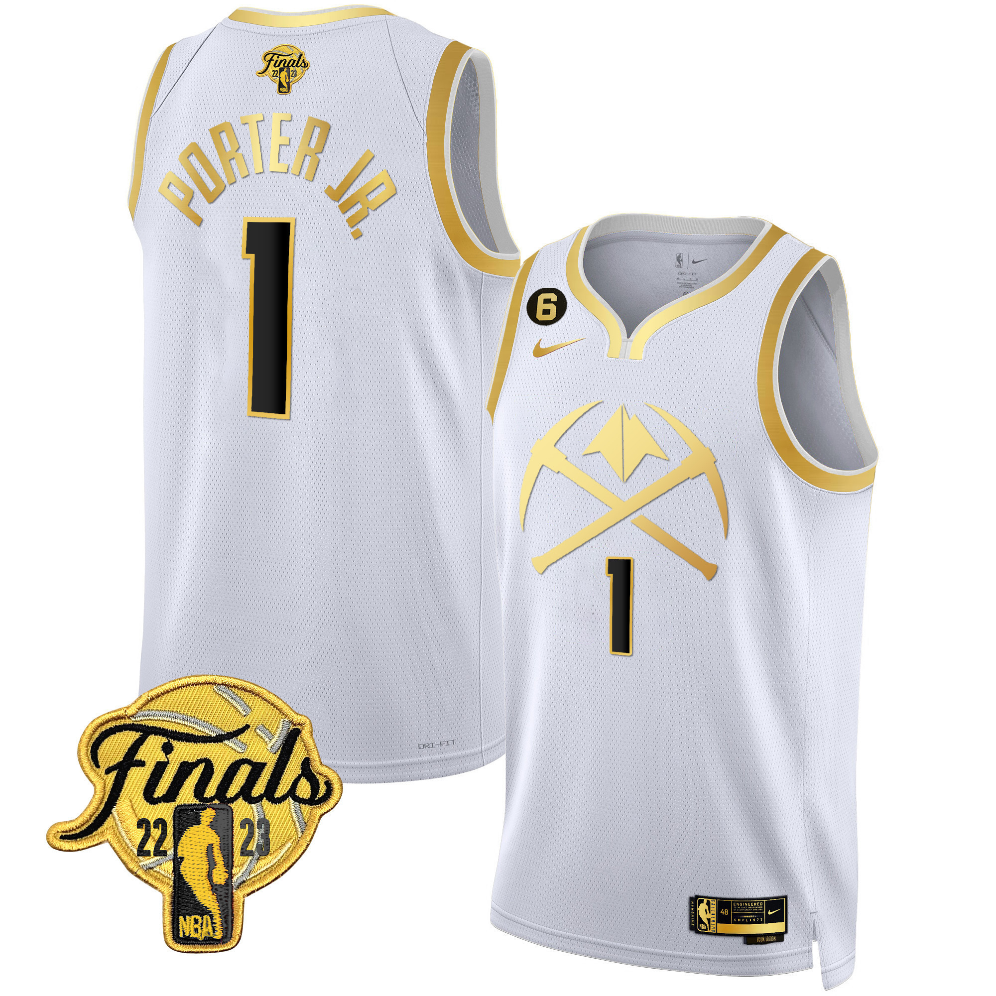 Porter Jr. Men's Denver Nuggets 2023 Finals Patch Gold Special White Gold Jersey V2 - All Stitched