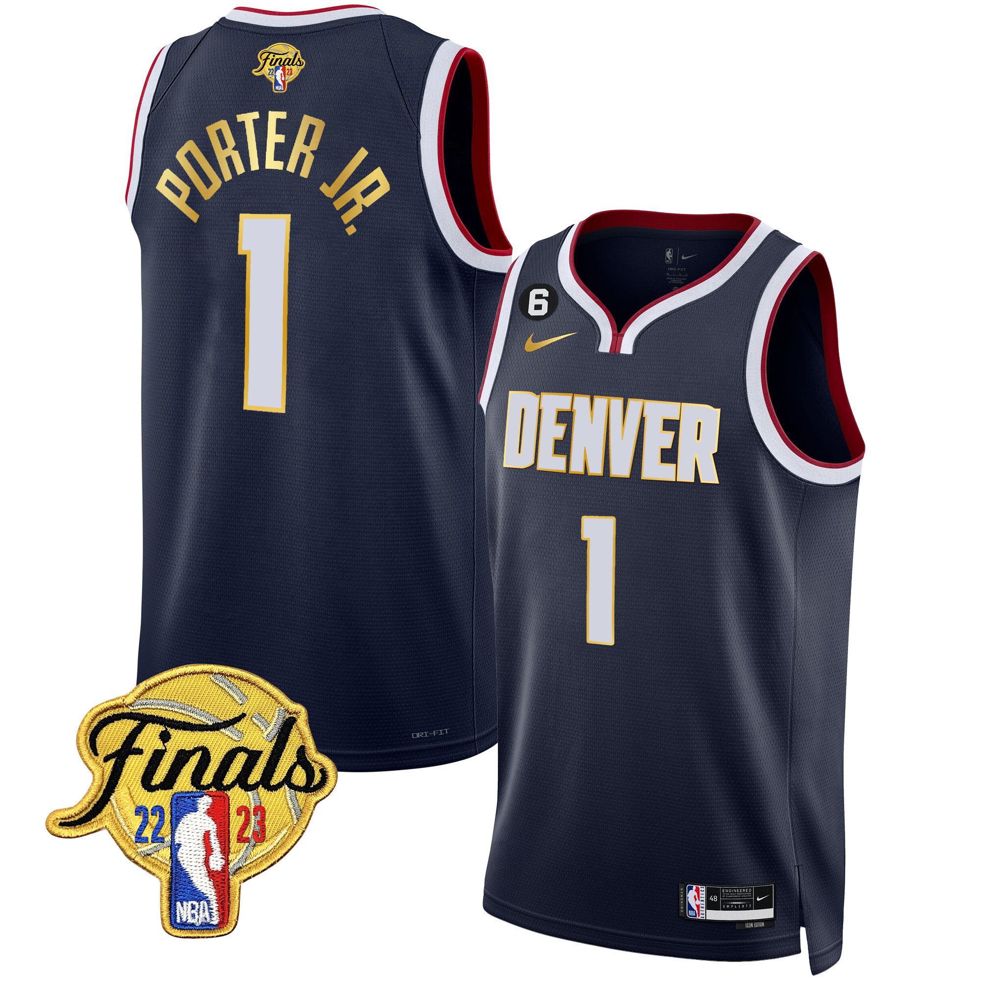 Porter Jr. Men's Denver Nuggets 2023 Finals Patch Gold Trim Icon Jersey - All Stitched