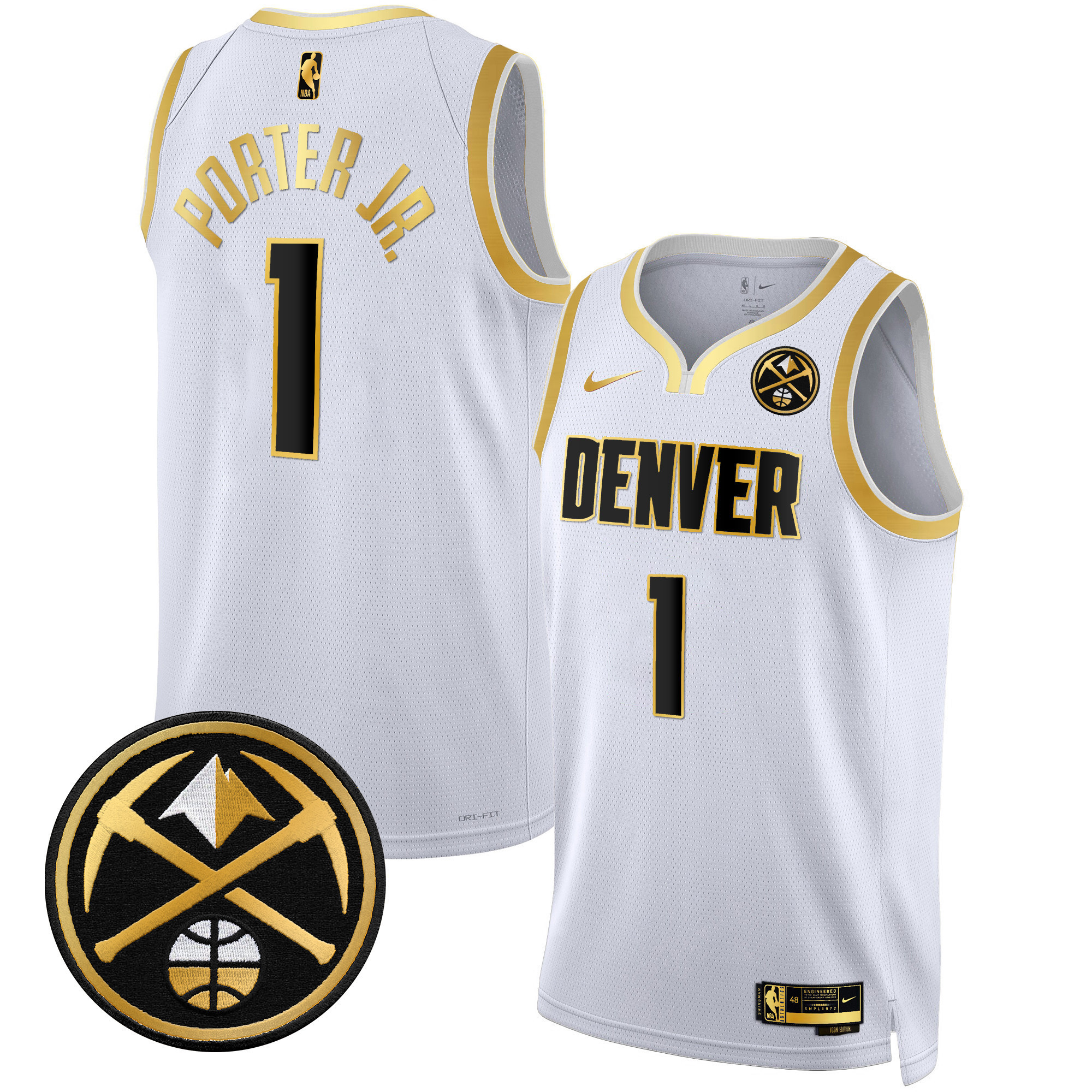 Porter Jr. Men's Denver Nuggets Swingman White Gold Jersey - All Stitched